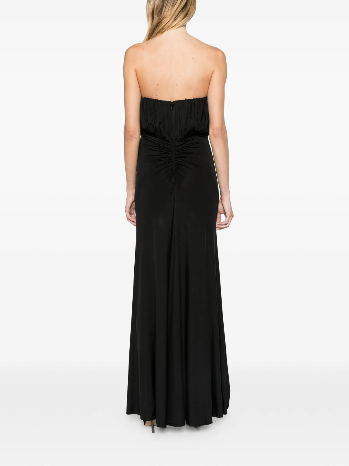black jersey bandeau maxi dress