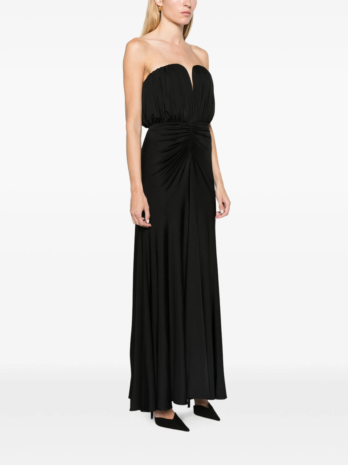 black jersey bandeau maxi dress