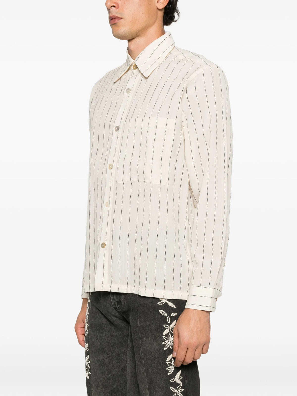 long-sleeve pinstripe shirt