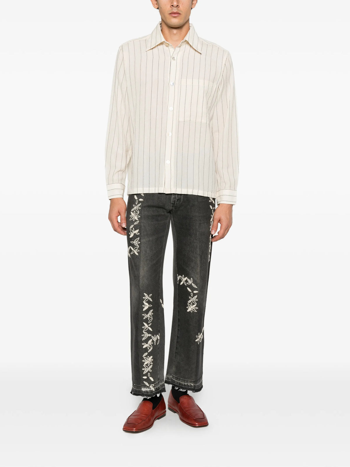 long-sleeve pinstripe shirt