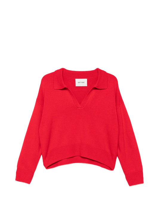 polo-collar knitted sweater