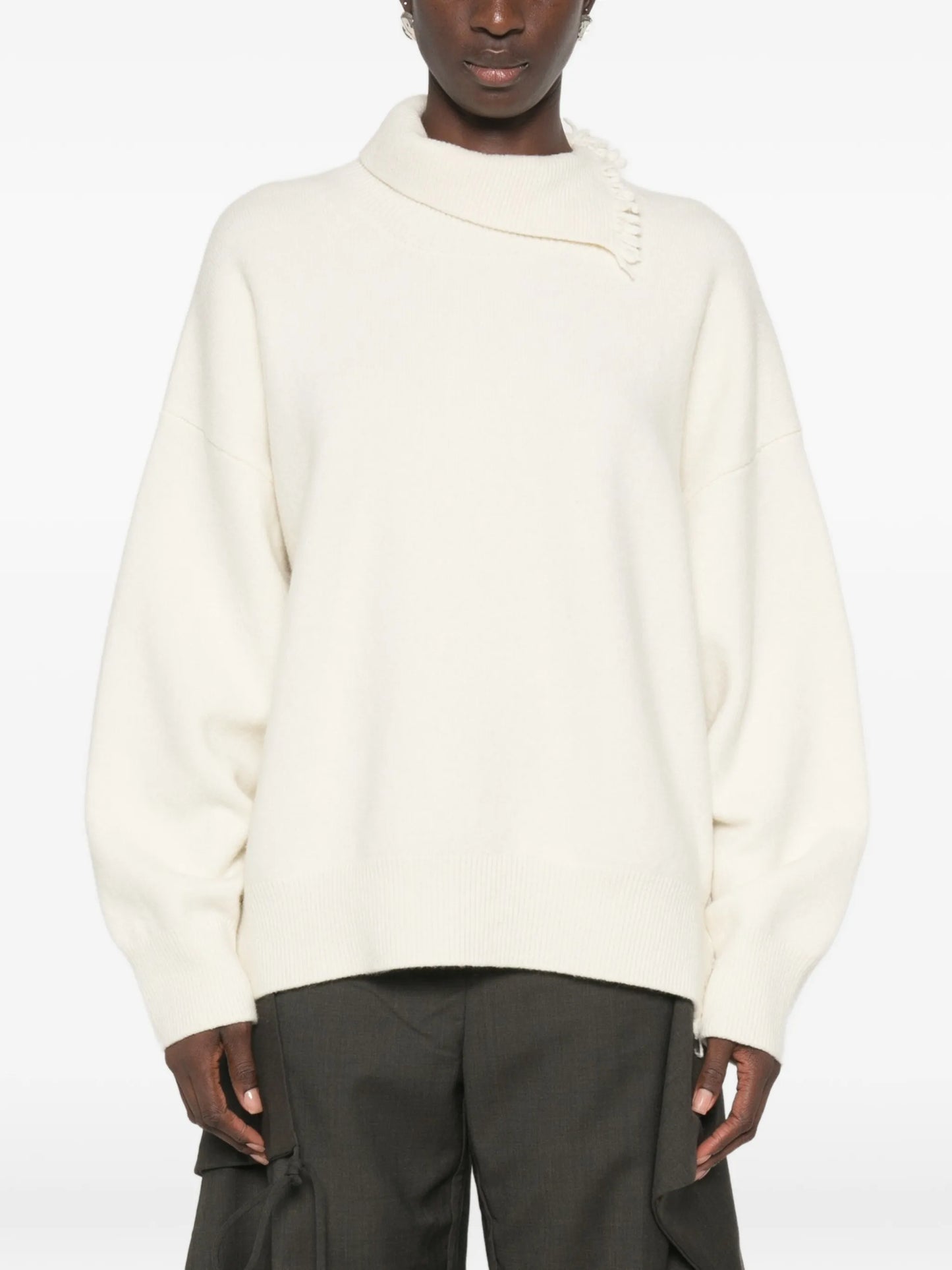 long-sleeve fringed sweater