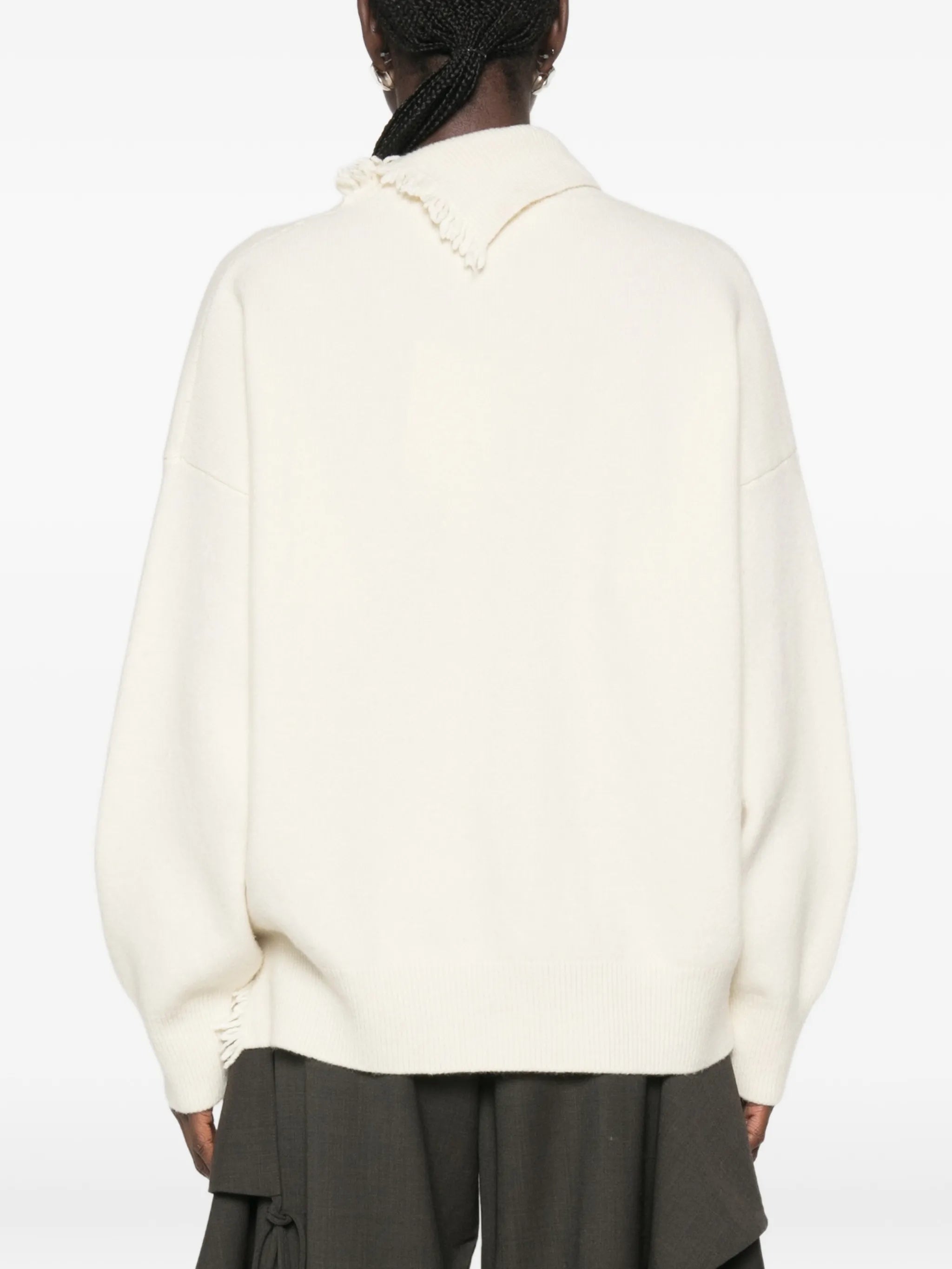 long-sleeve fringed sweater