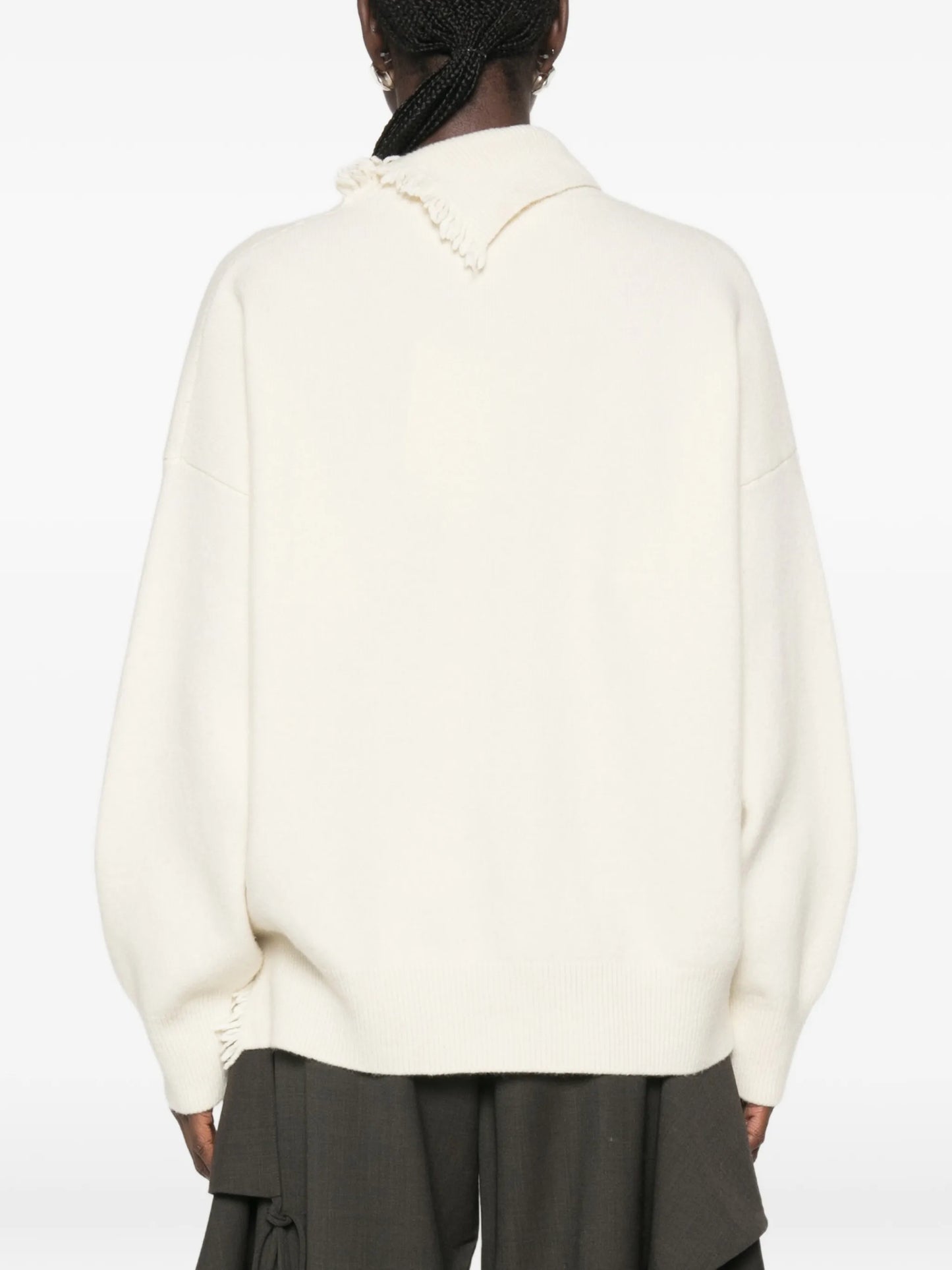 long-sleeve fringed sweater