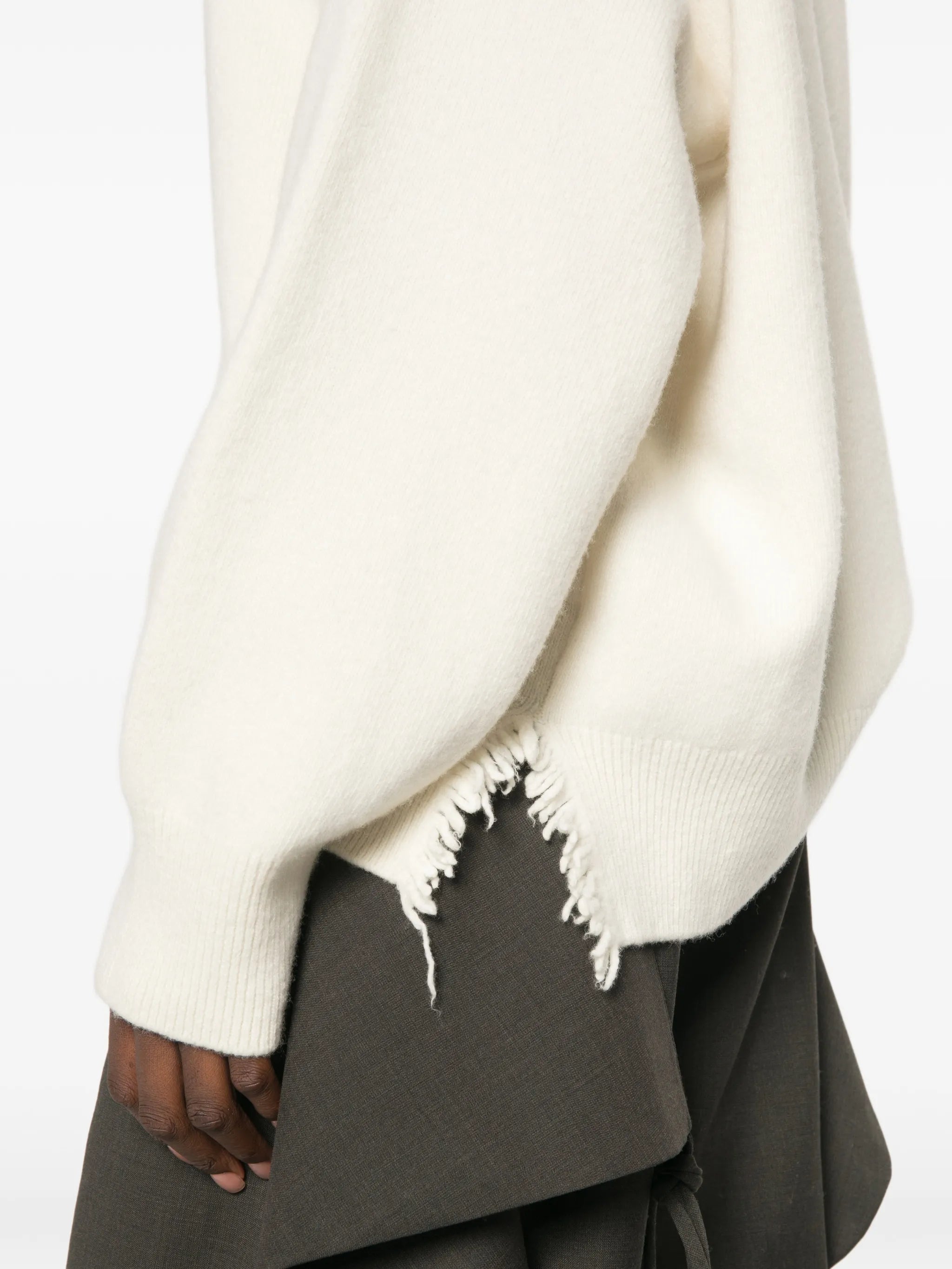 long-sleeve fringed sweater
