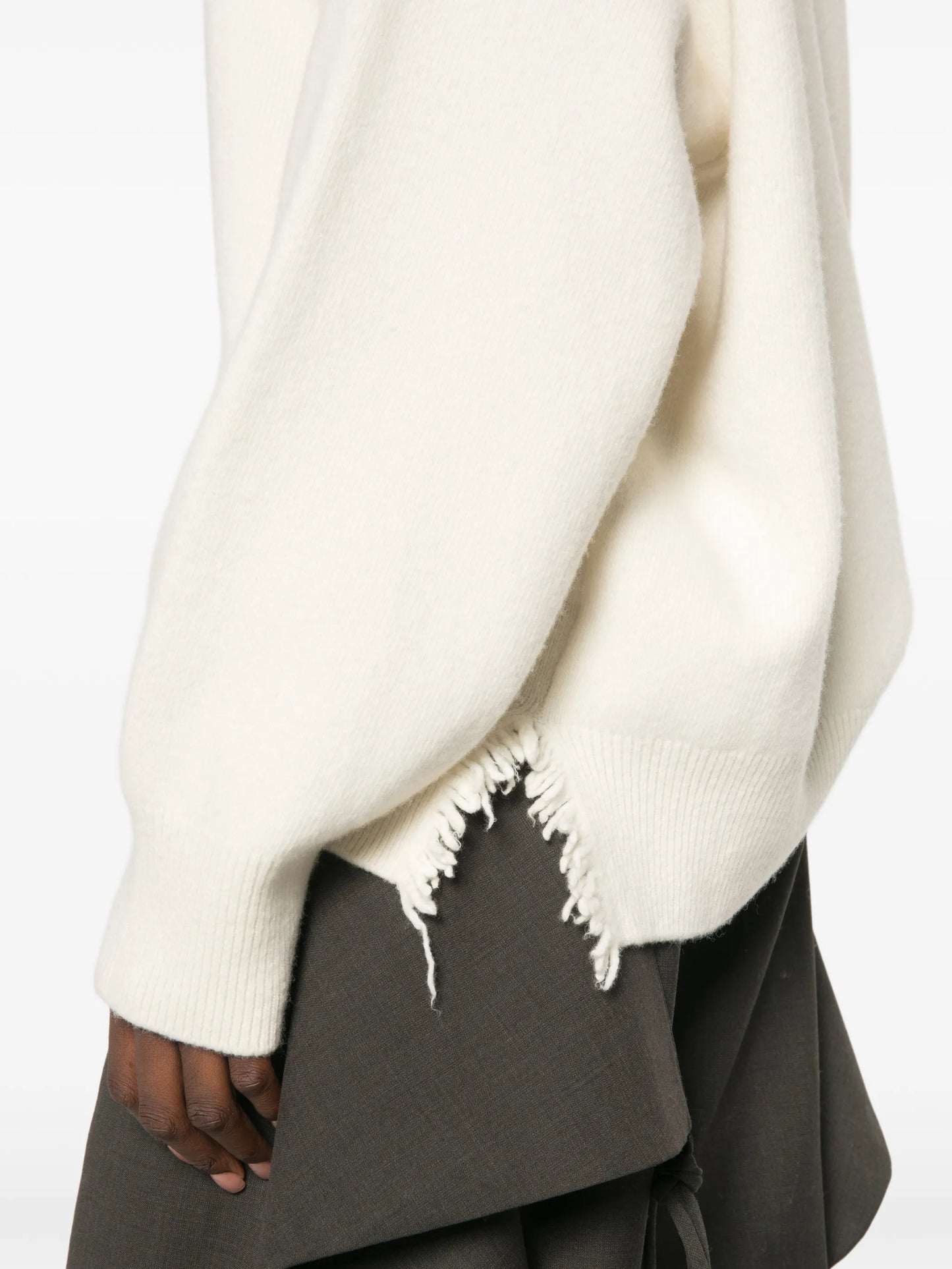 long-sleeve fringed sweater