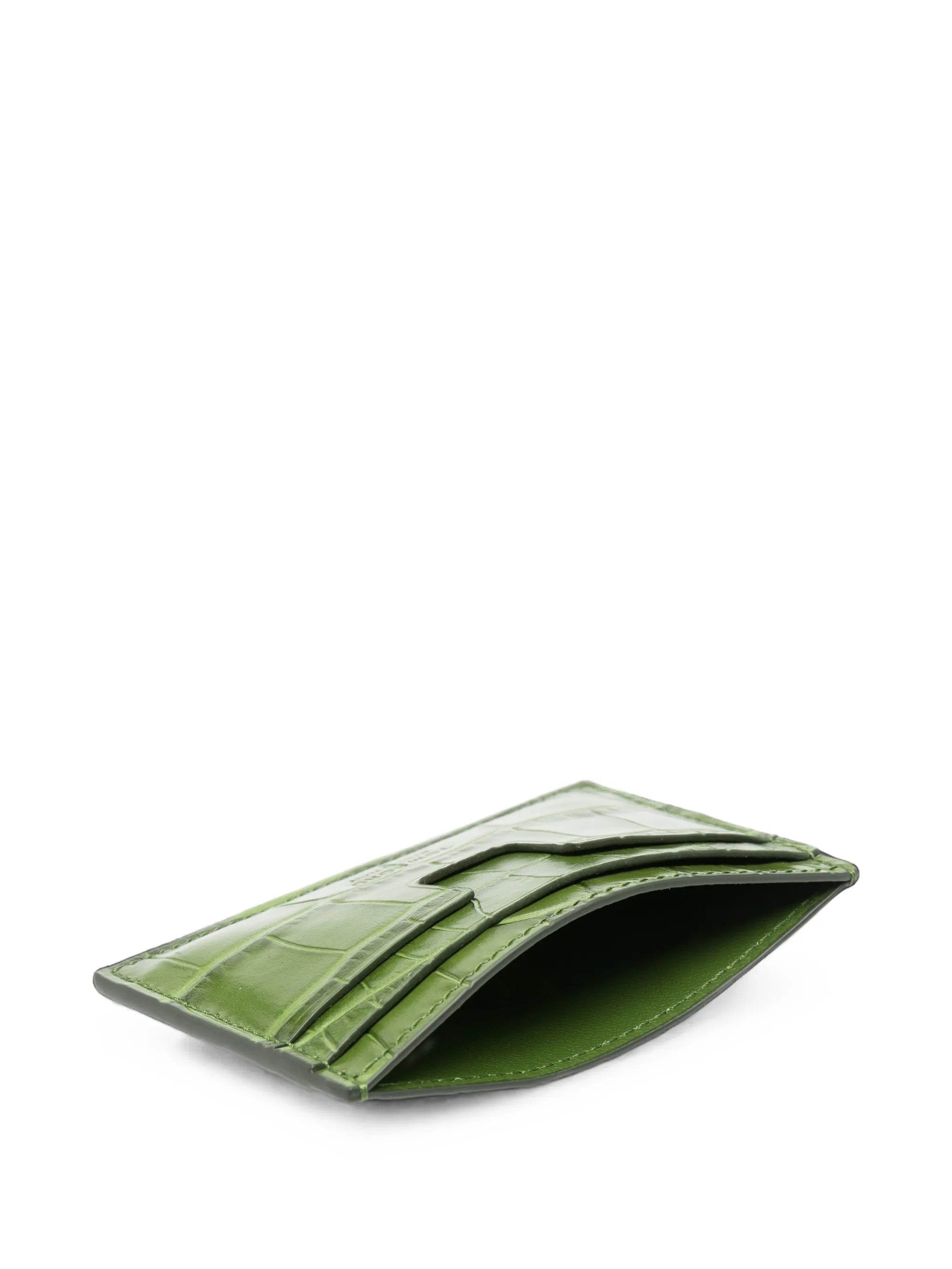 T Line crocodile-effect card holder