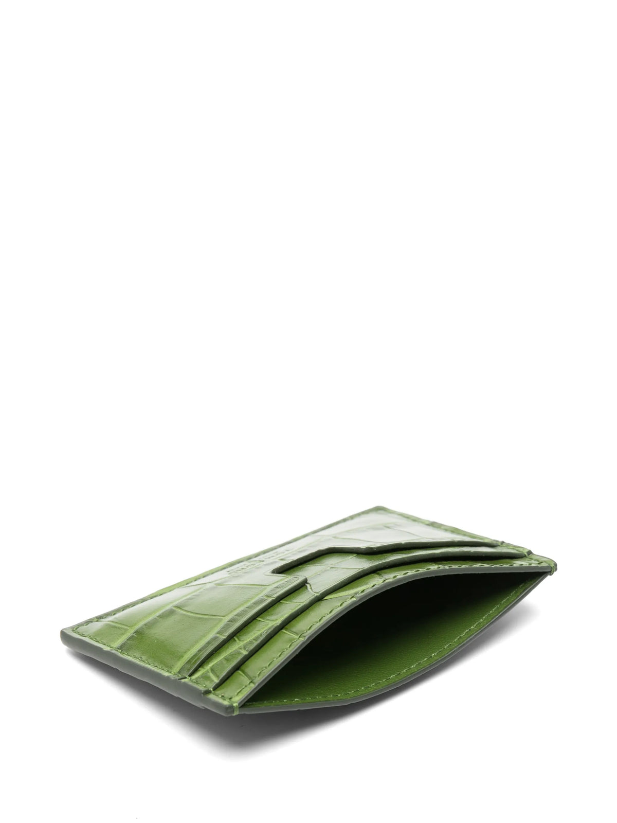 T Line crocodile-effect card holder