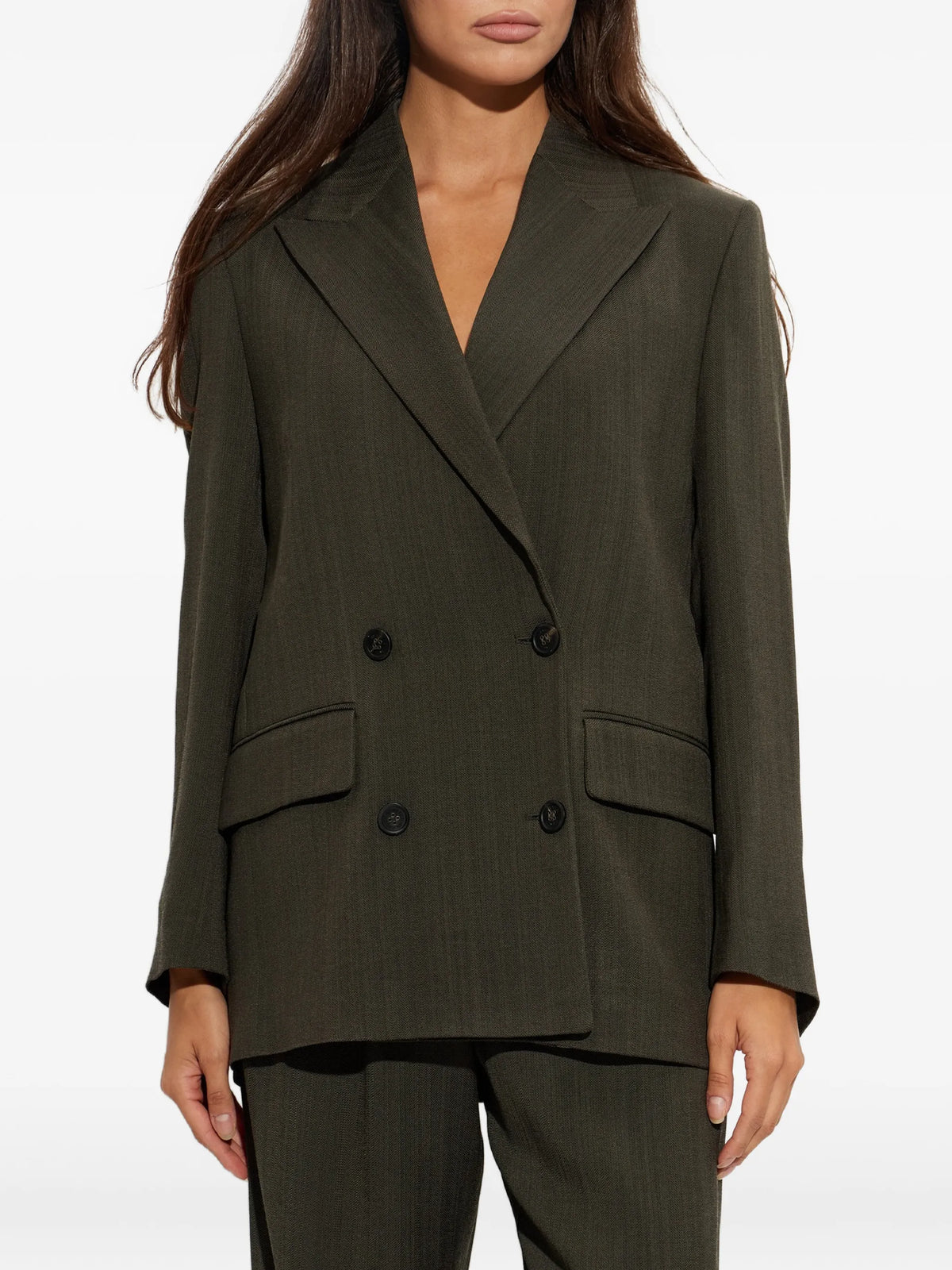 double-breasted blazer in wool with drawstring