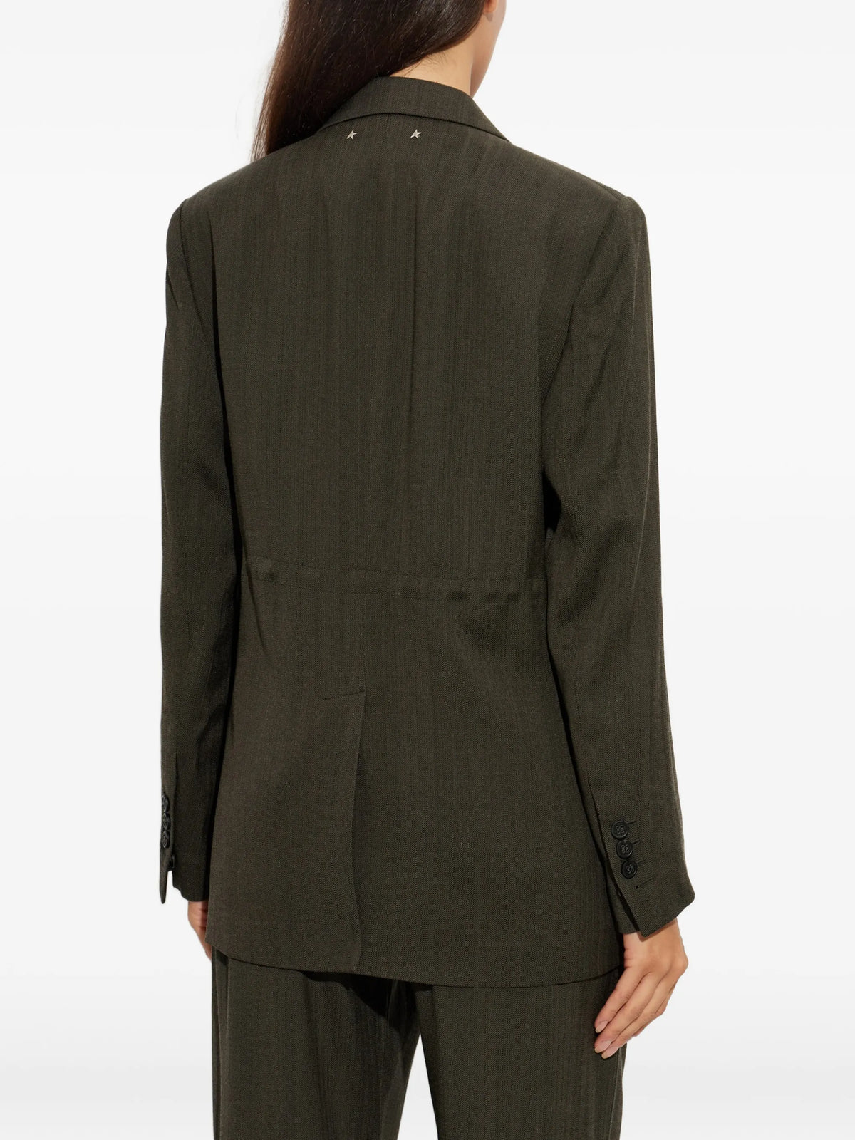 double-breasted blazer in wool with drawstring