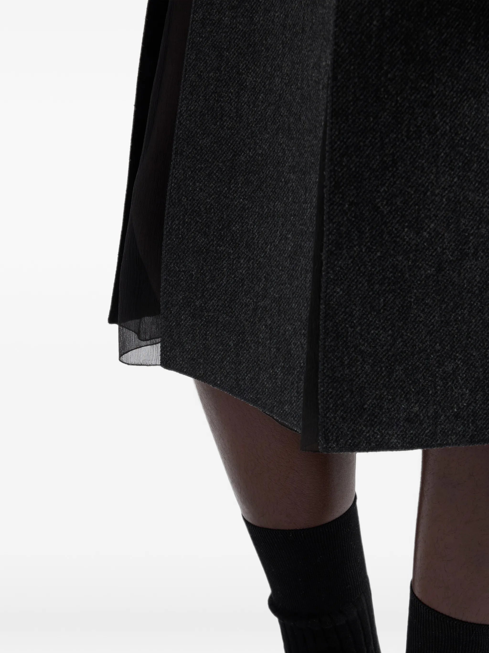 slit-detail layered midi skirt