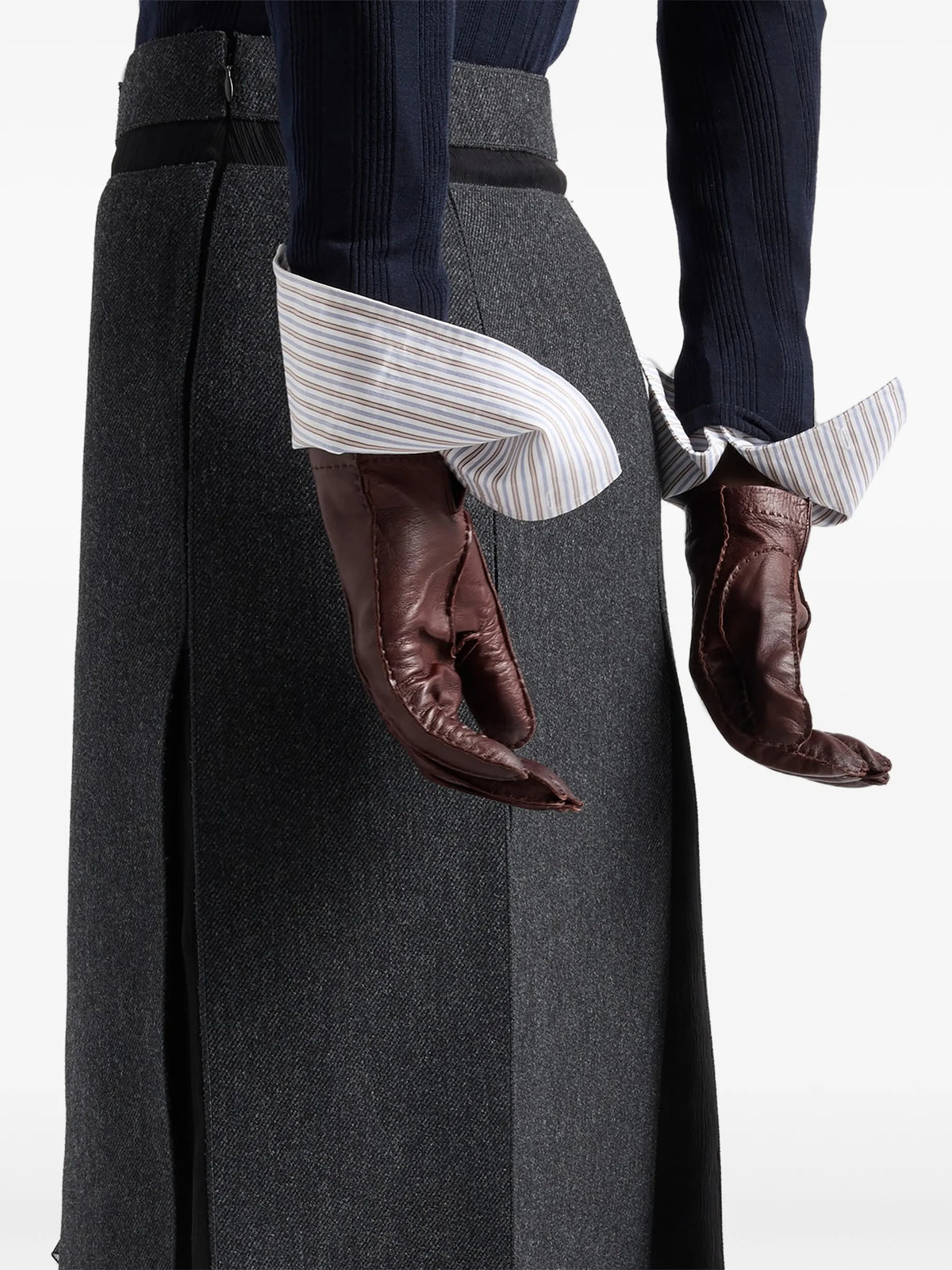 slit-detail layered midi skirt