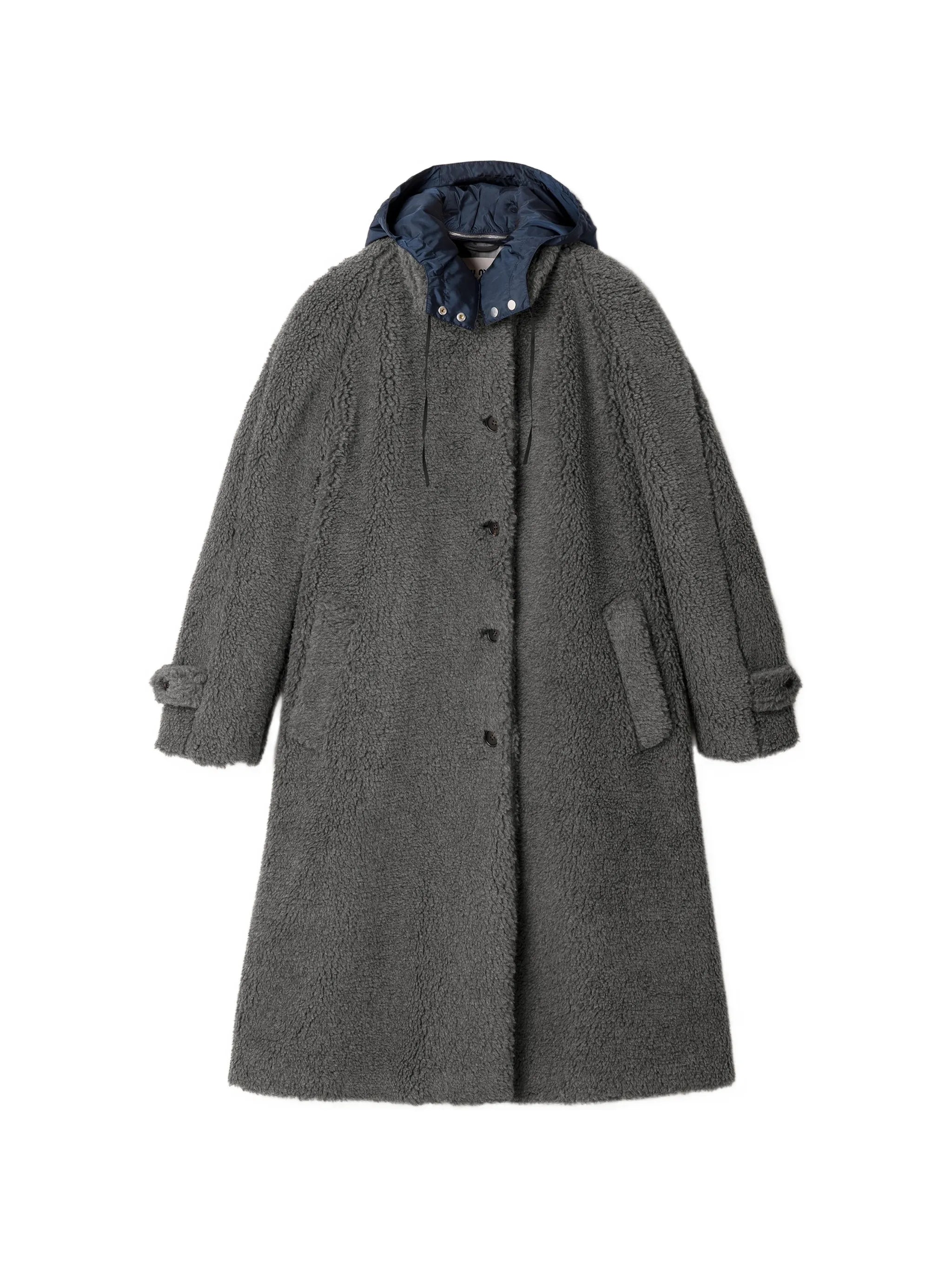 hooded shearling-effect coat