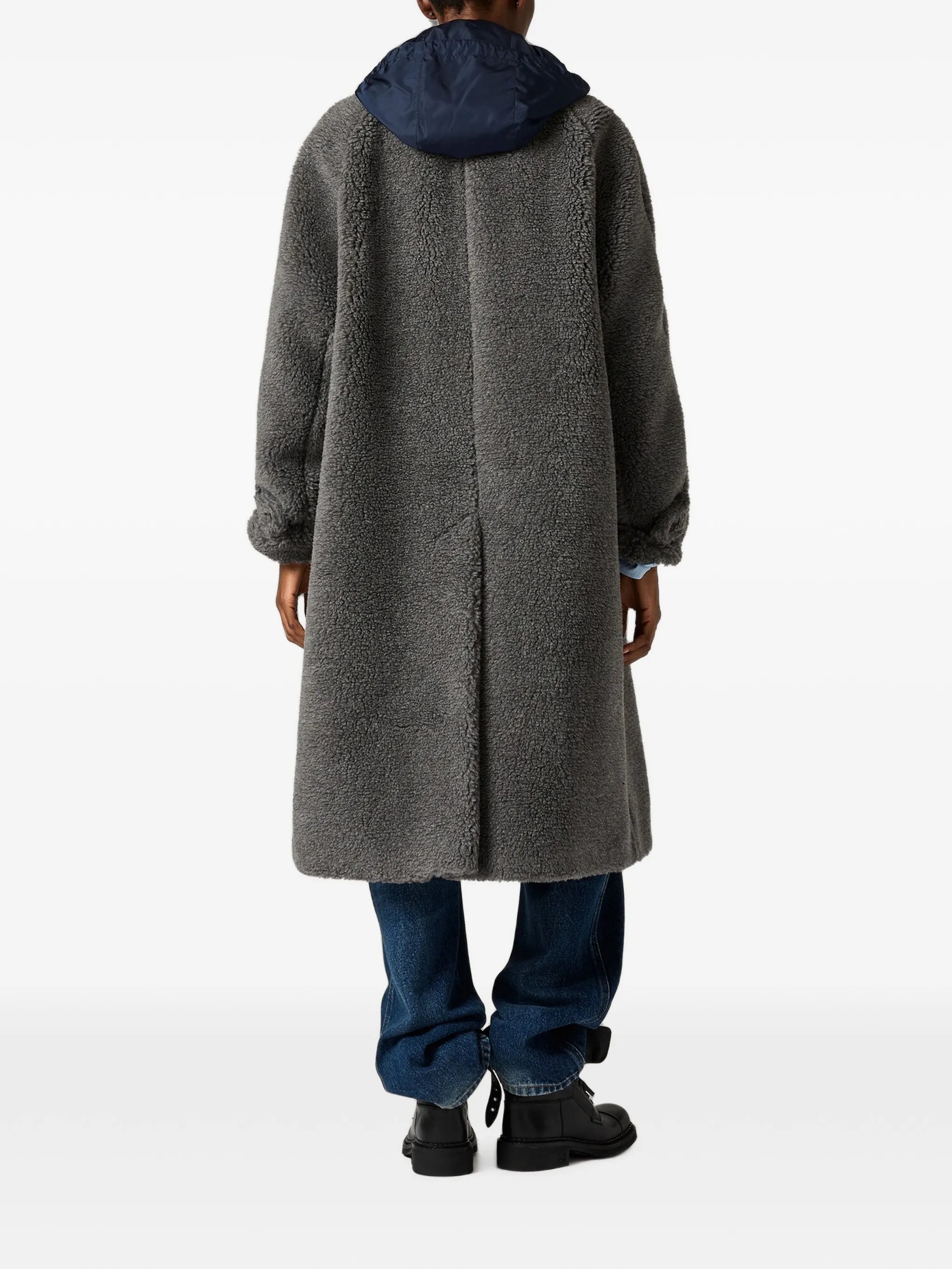 hooded shearling-effect coat