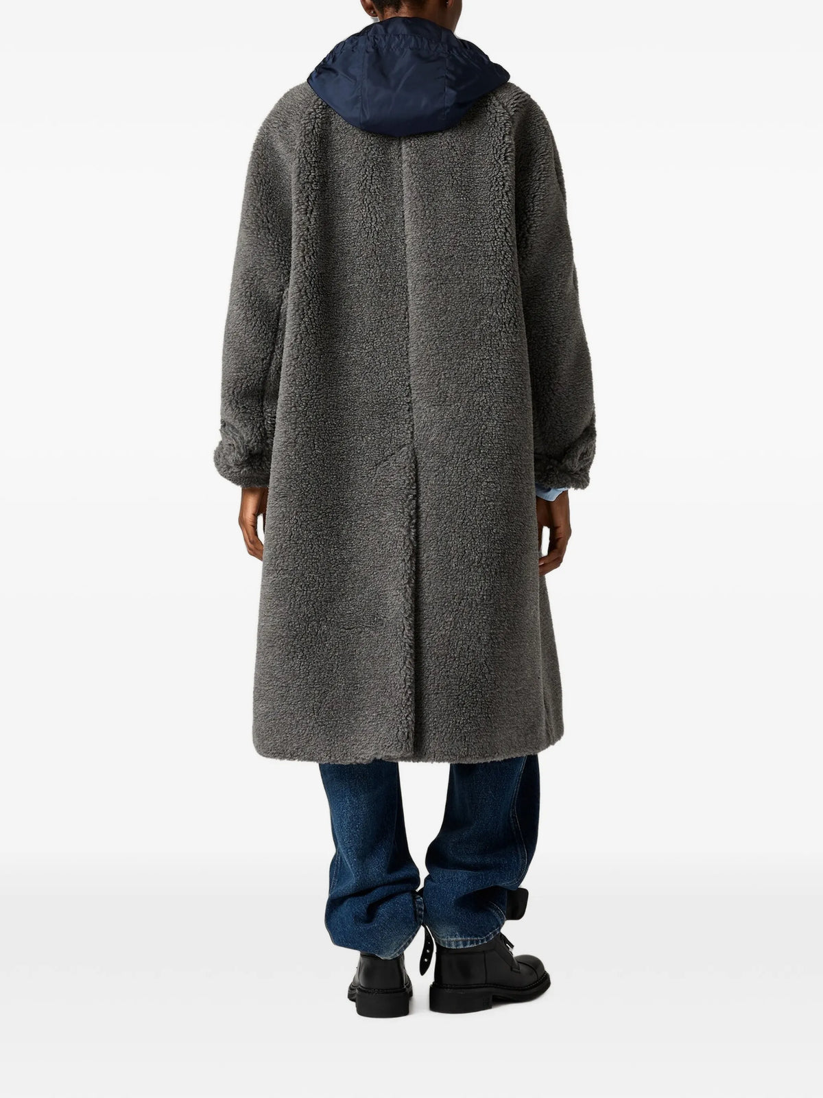 hooded shearling-effect coat