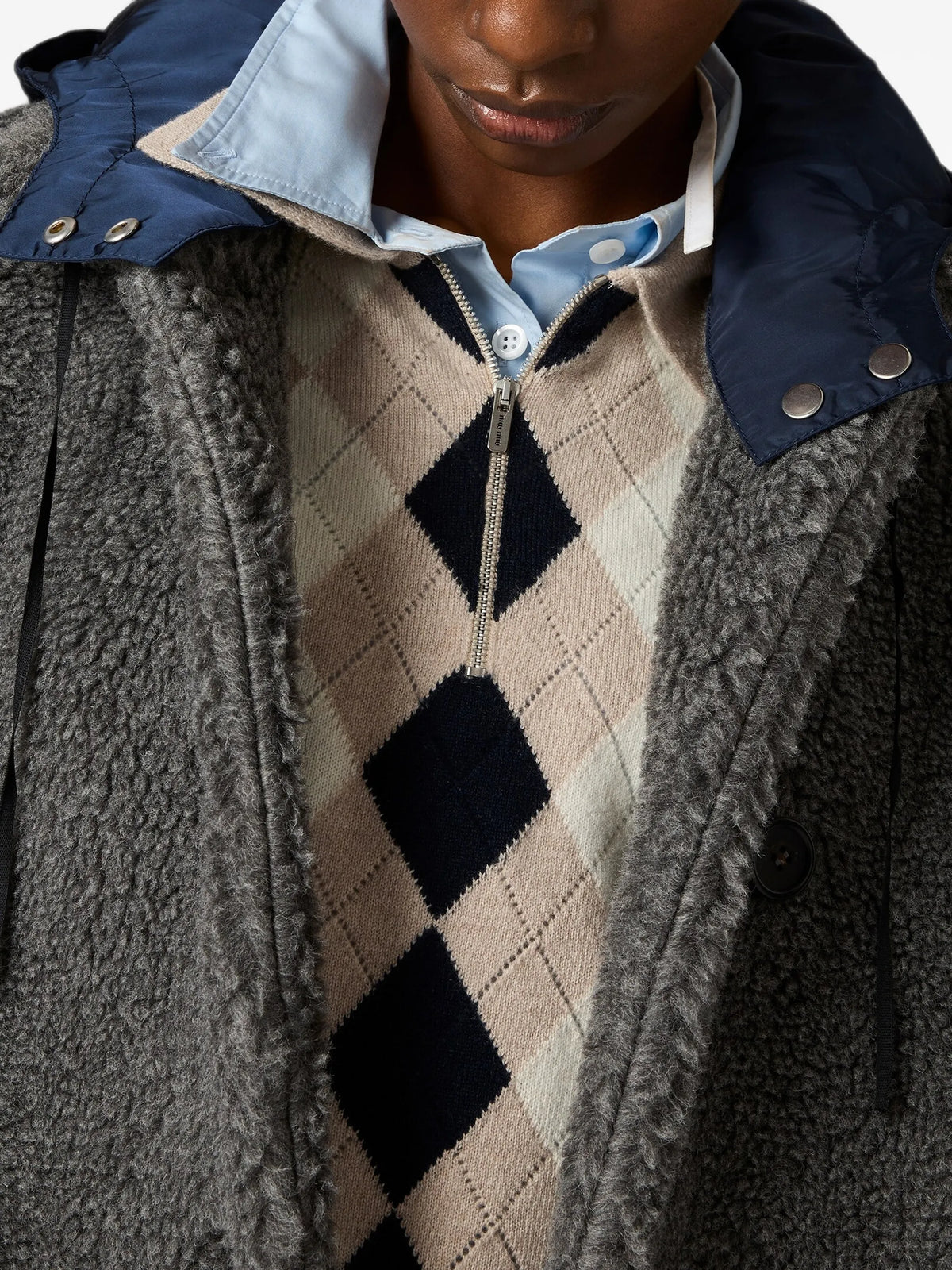 hooded shearling-effect coat