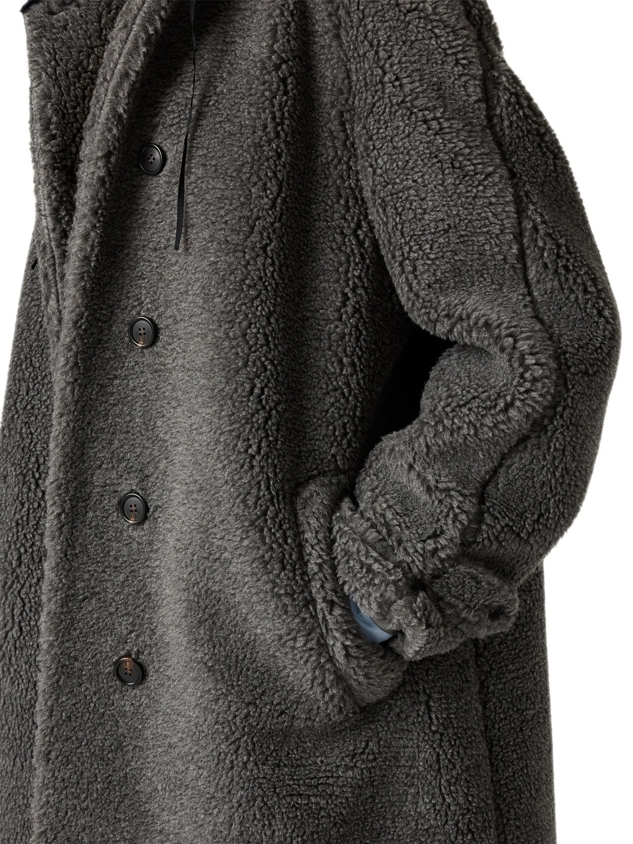 hooded shearling-effect coat