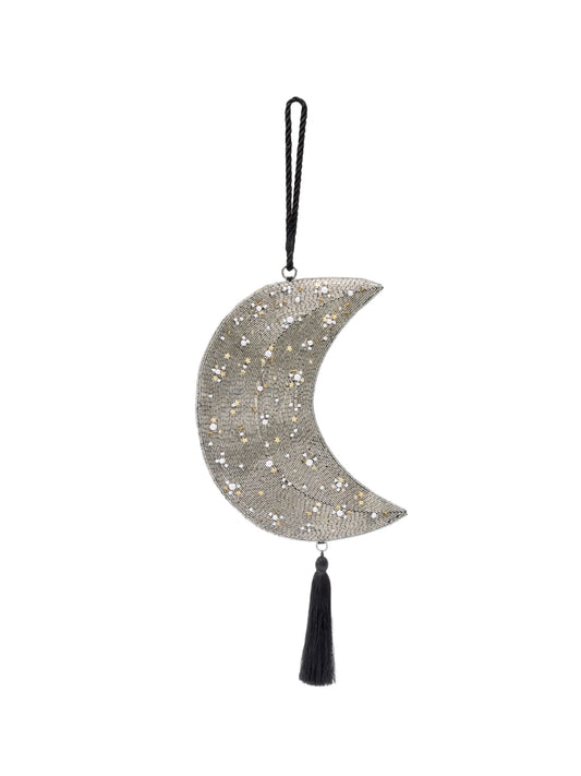beaded crescent wristlet bag