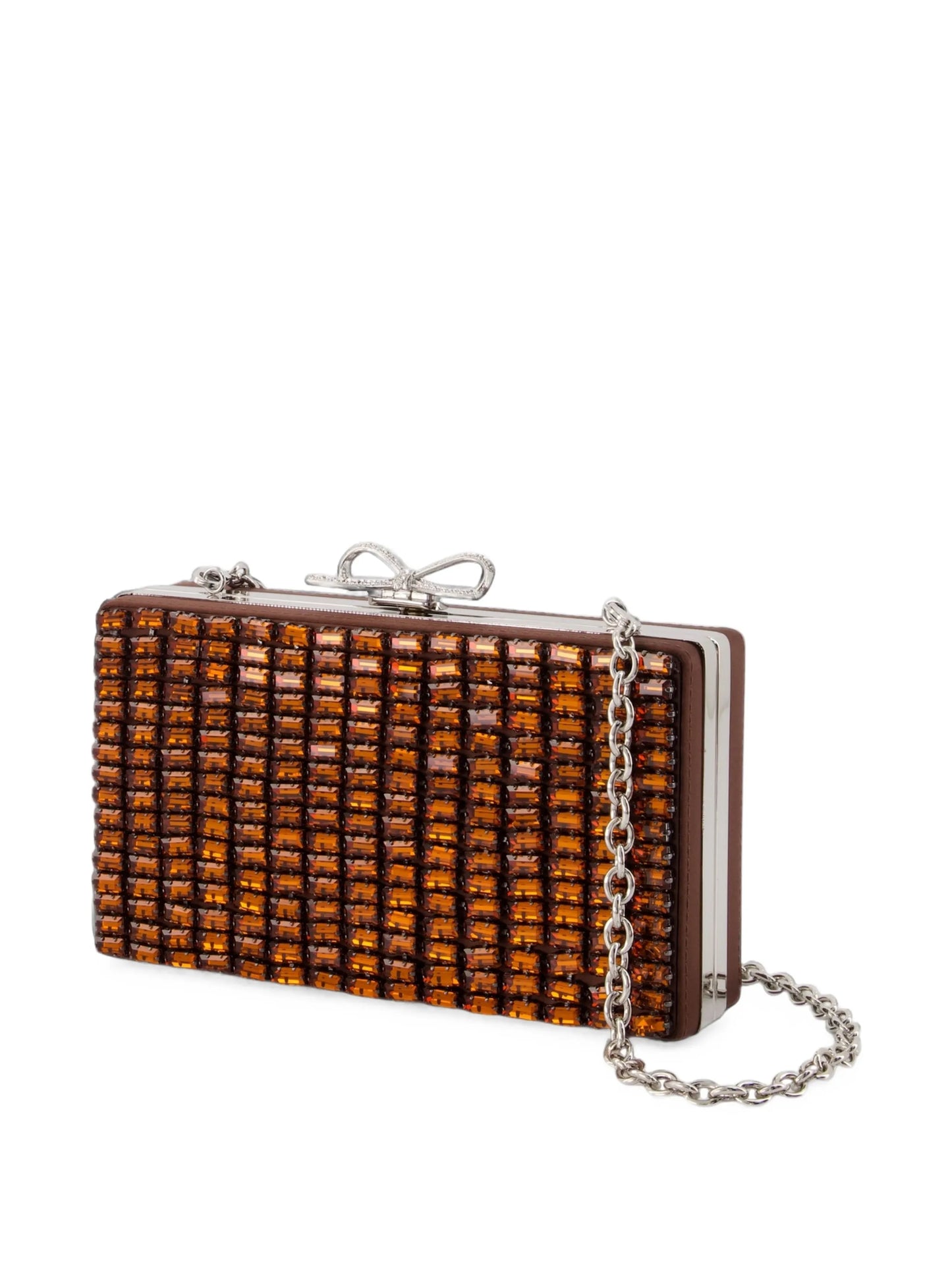 Chainmail crystal-embellished clutch bag