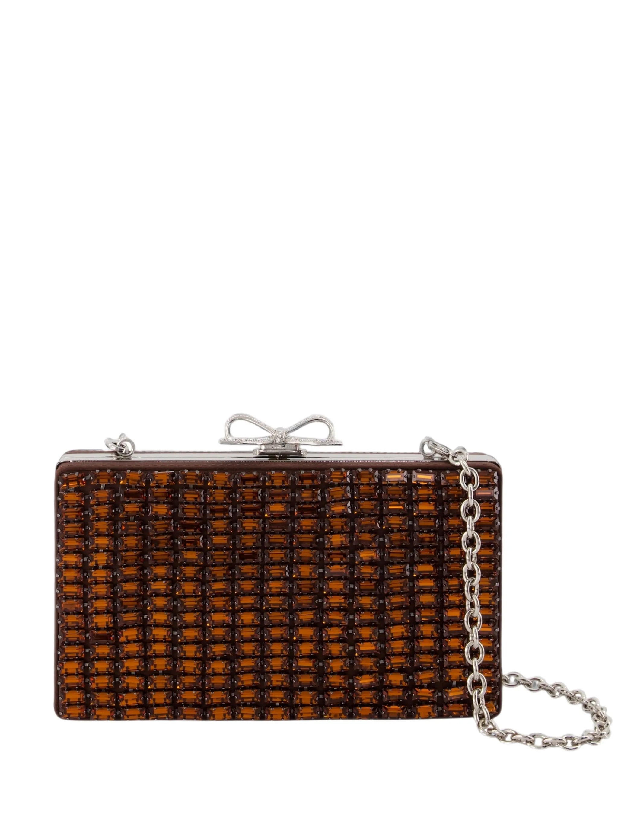 Chainmail crystal-embellished clutch bag