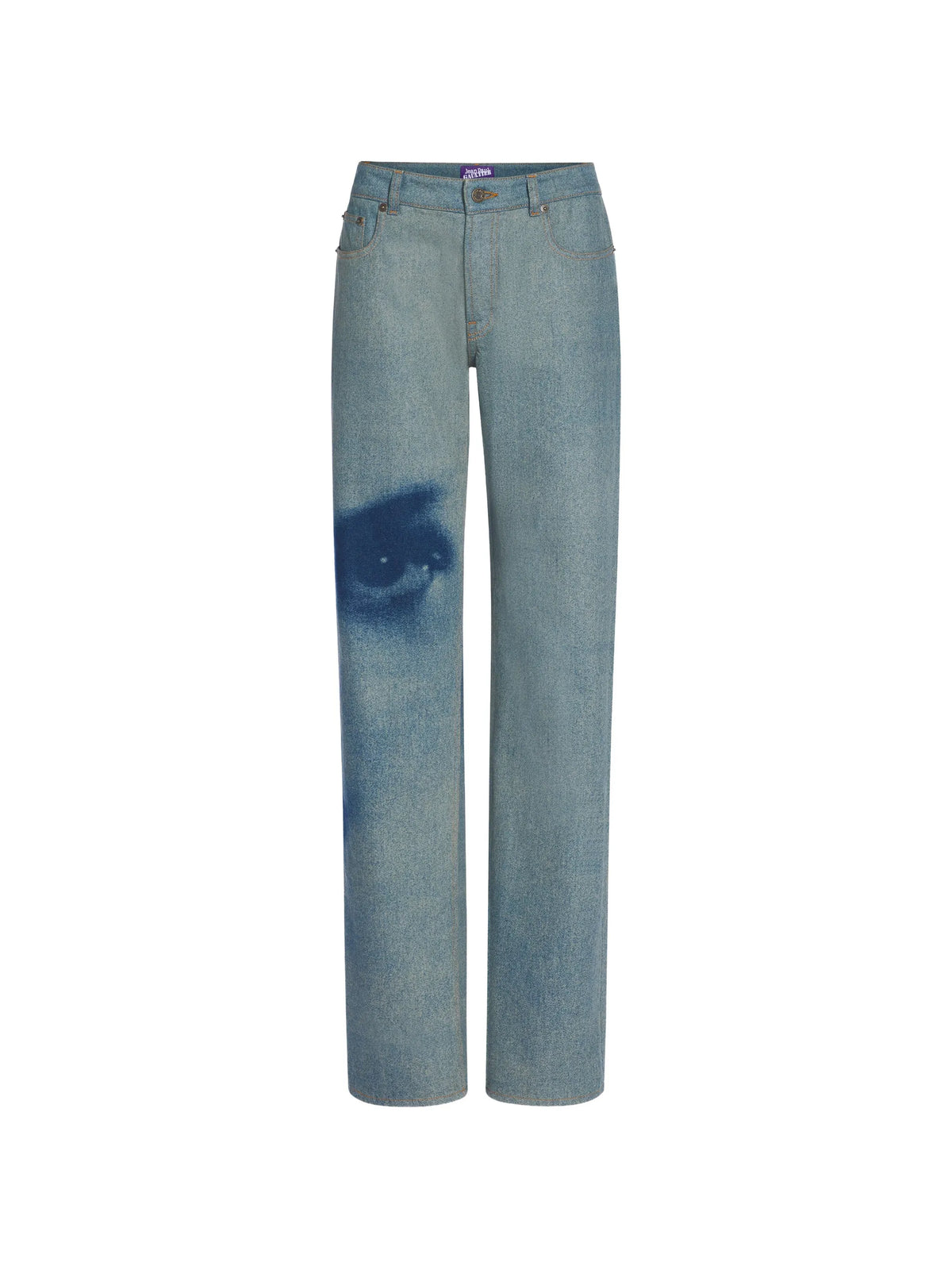 face-print straight-leg jeans