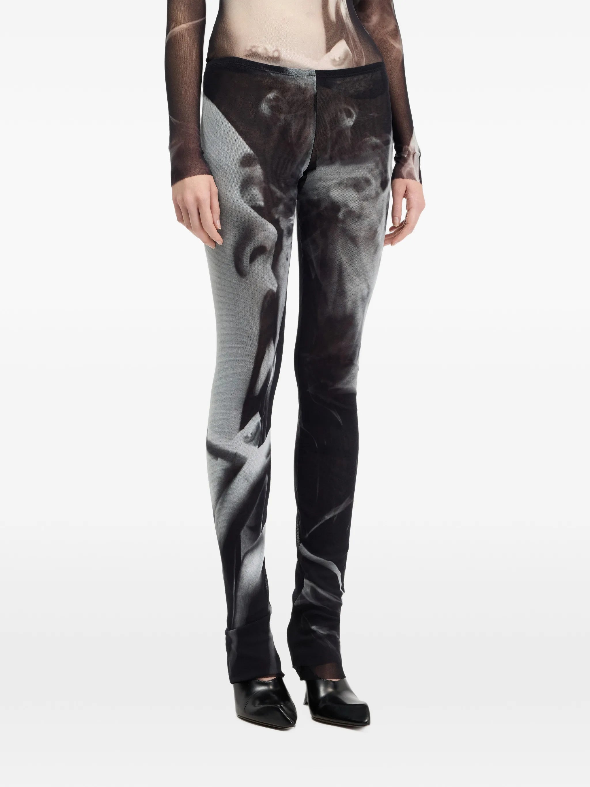 mesh flare pants printed 