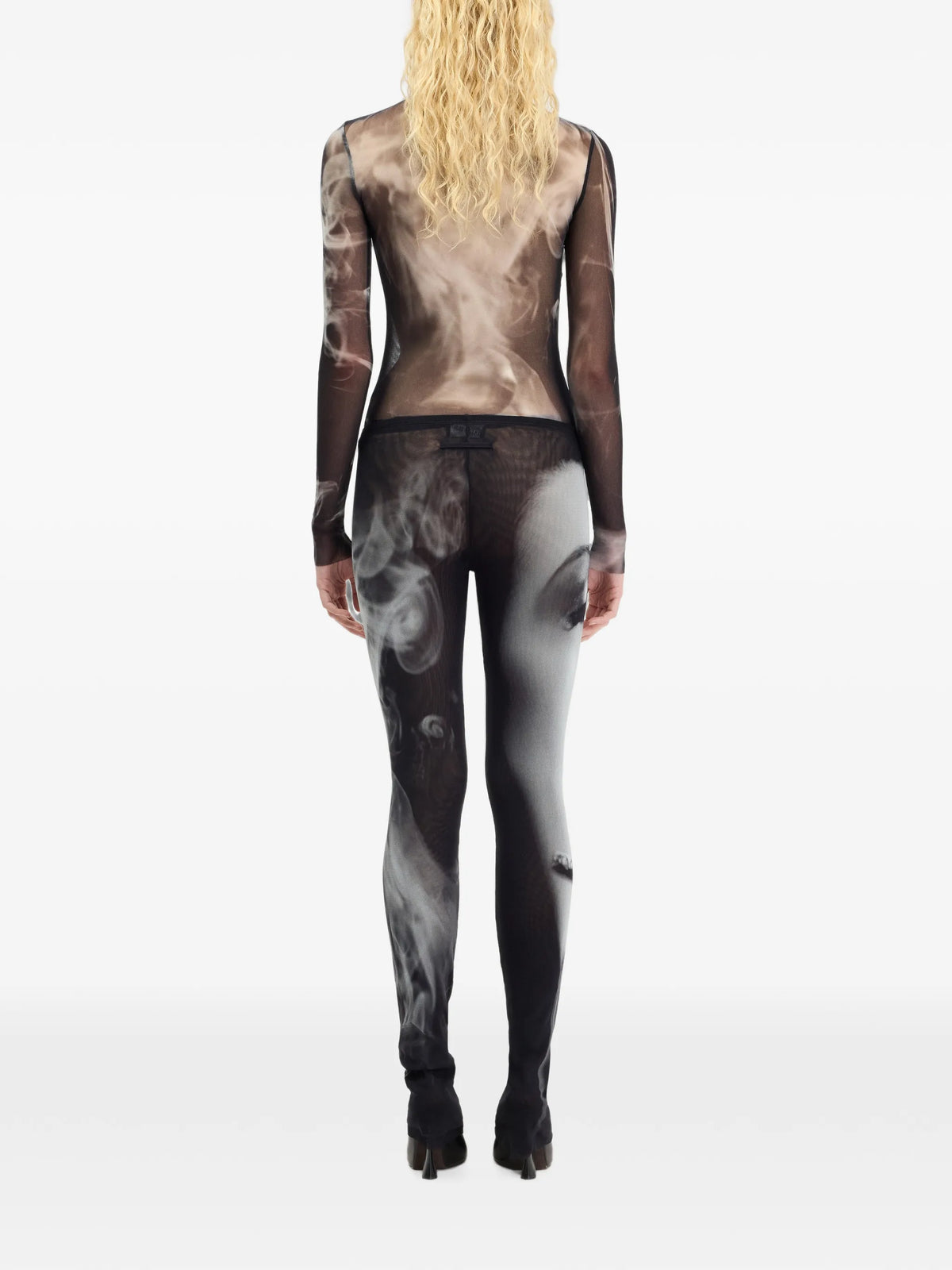 mesh flare pants printed "Smoking Women"