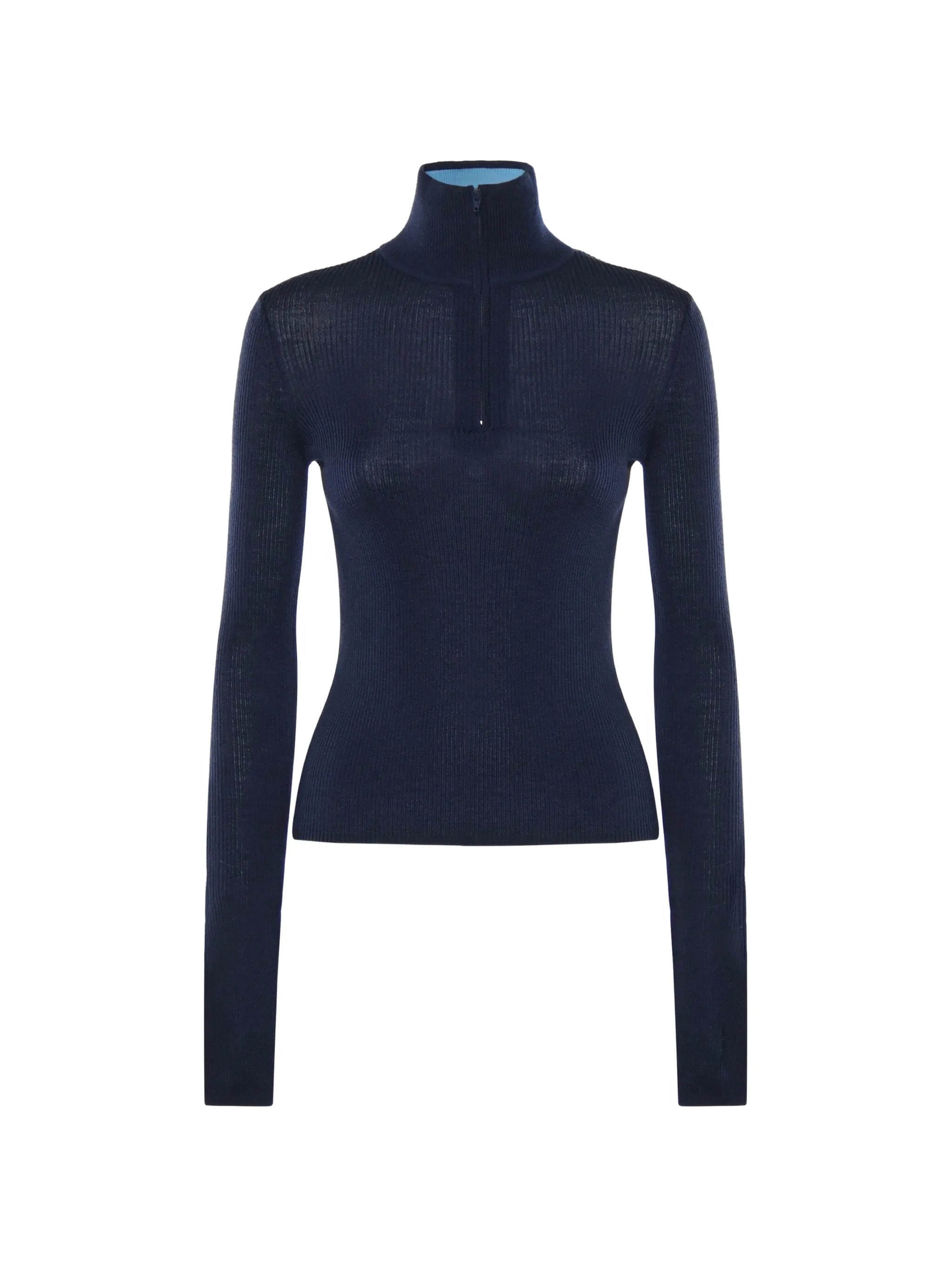 Sade ribbed-knit zip-up sweater