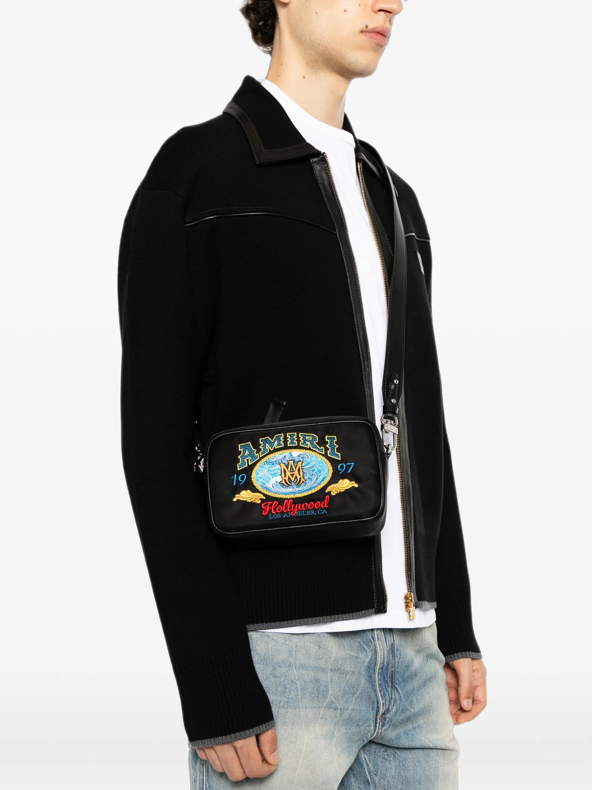 logo-embroidered camera bag