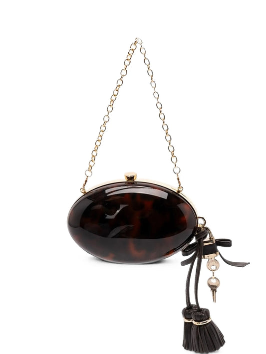 tortoiseshell-effect clutch bag