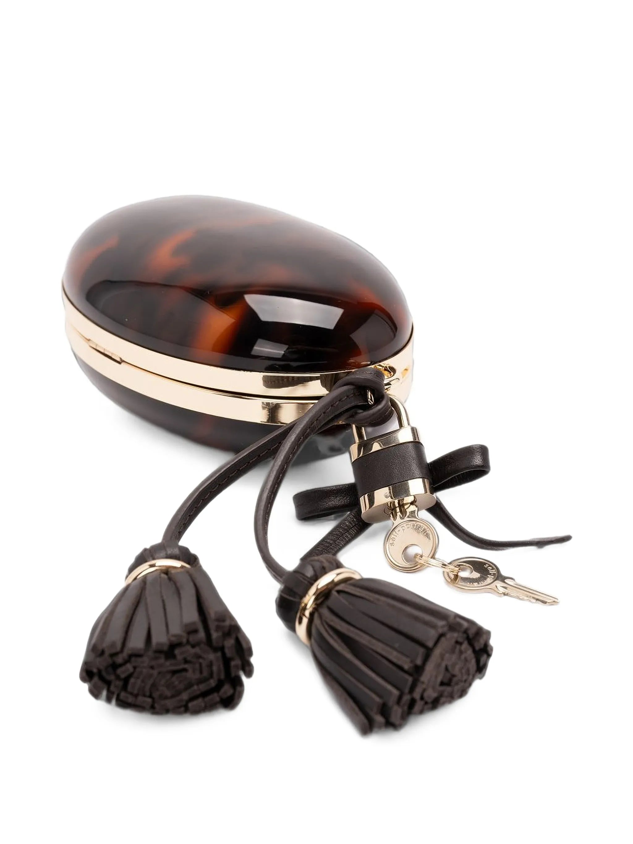 tortoiseshell-effect clutch bag