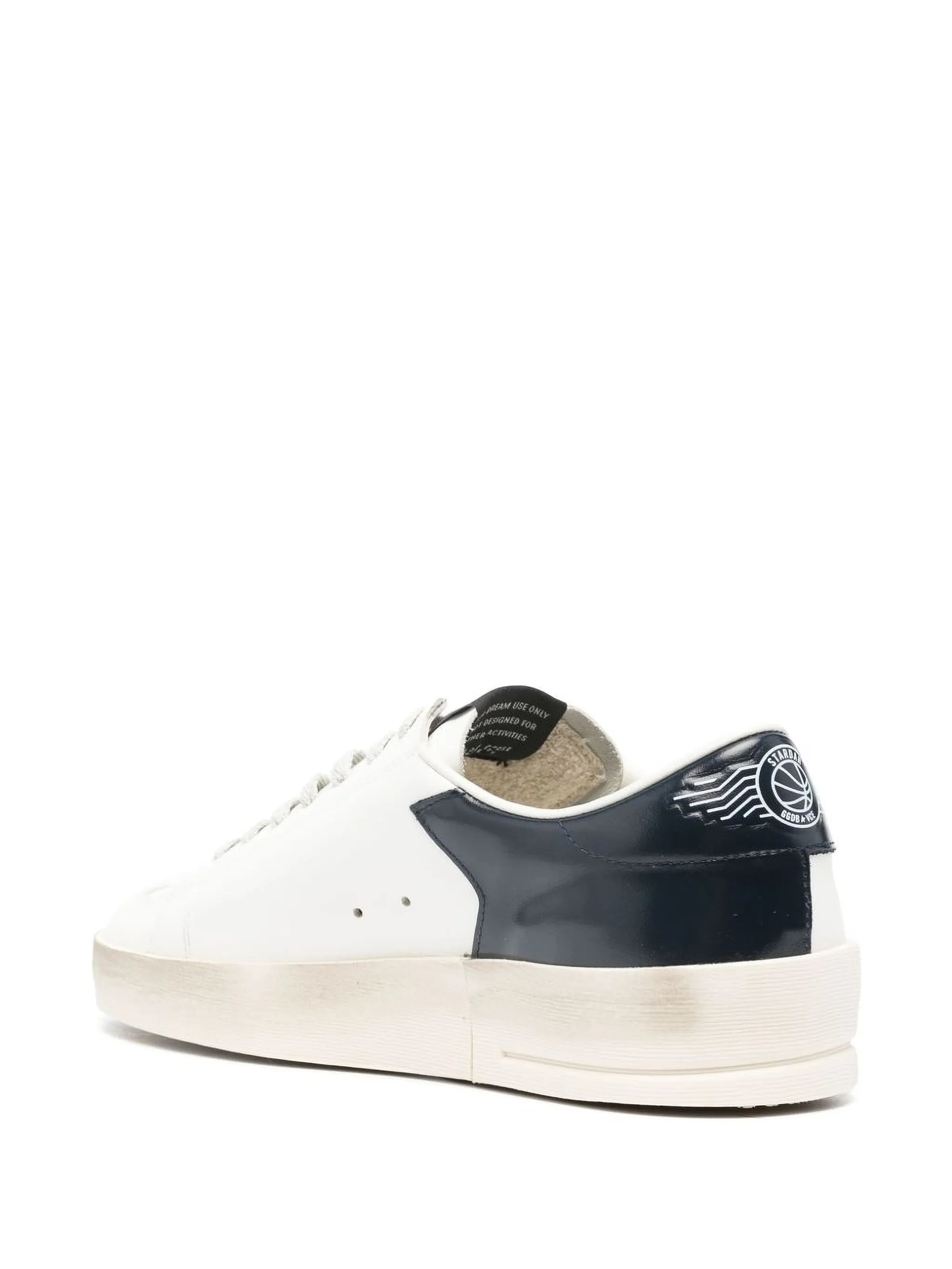 Stardan with star in ice-gray suede and blu-navy heels tab