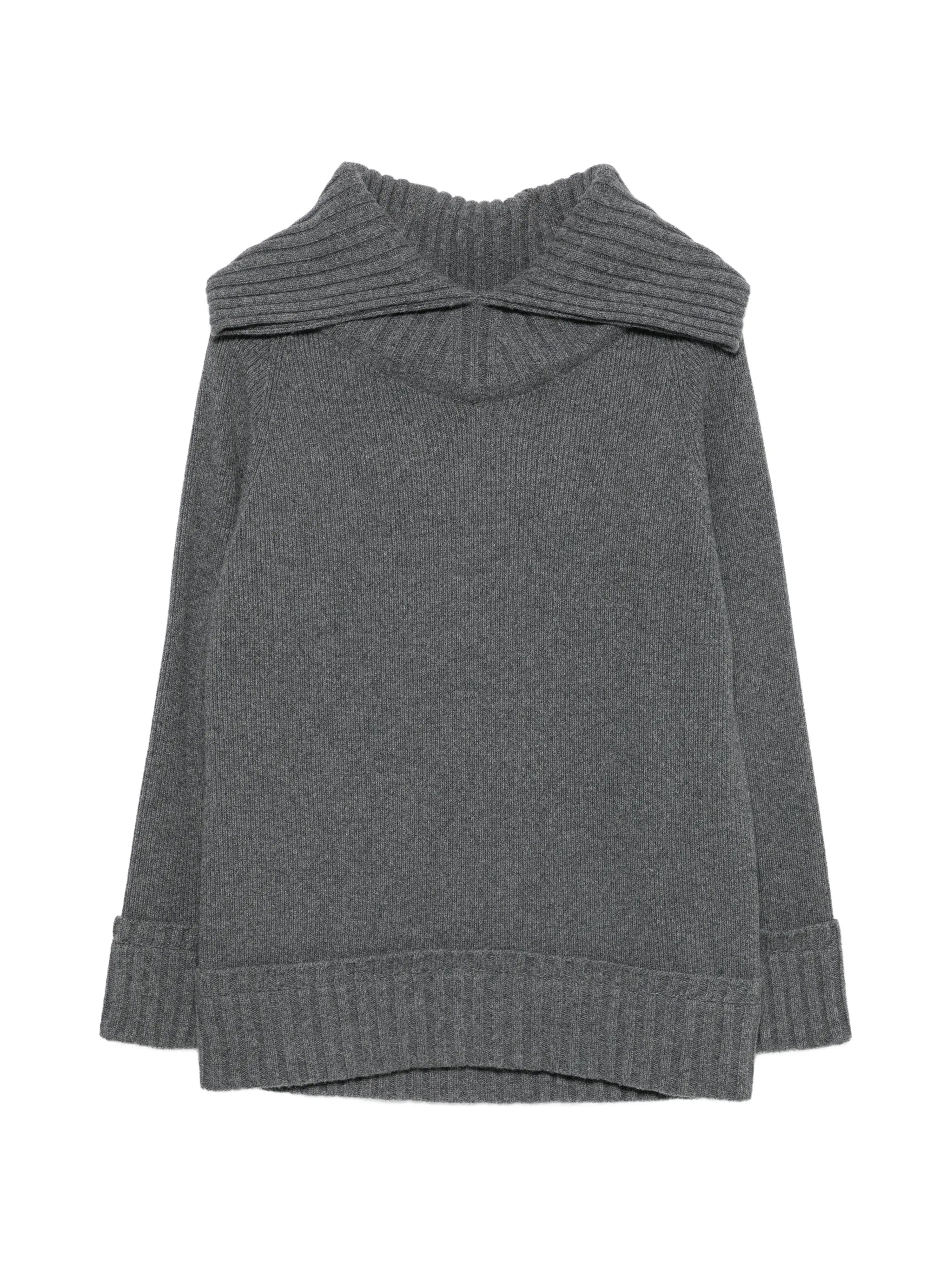 wide-collar ribbed sweater