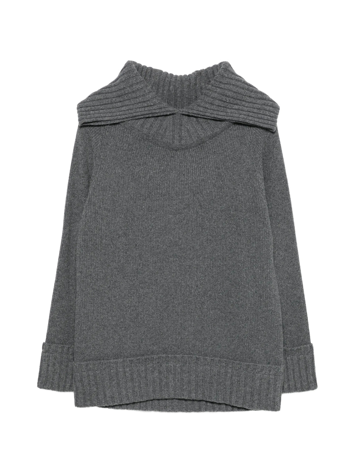 wide-collar ribbed sweater