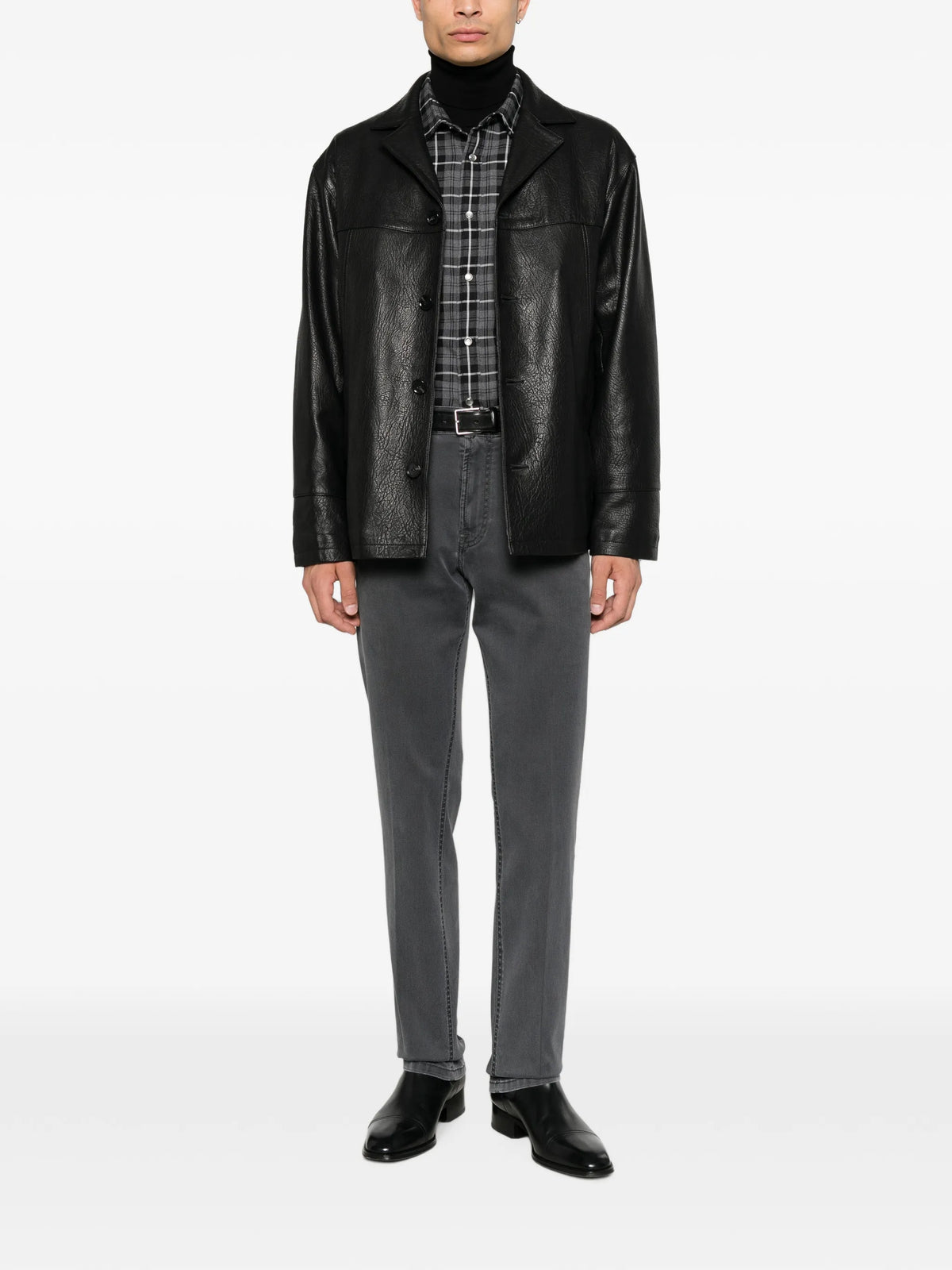 check-pattern button-down shirt