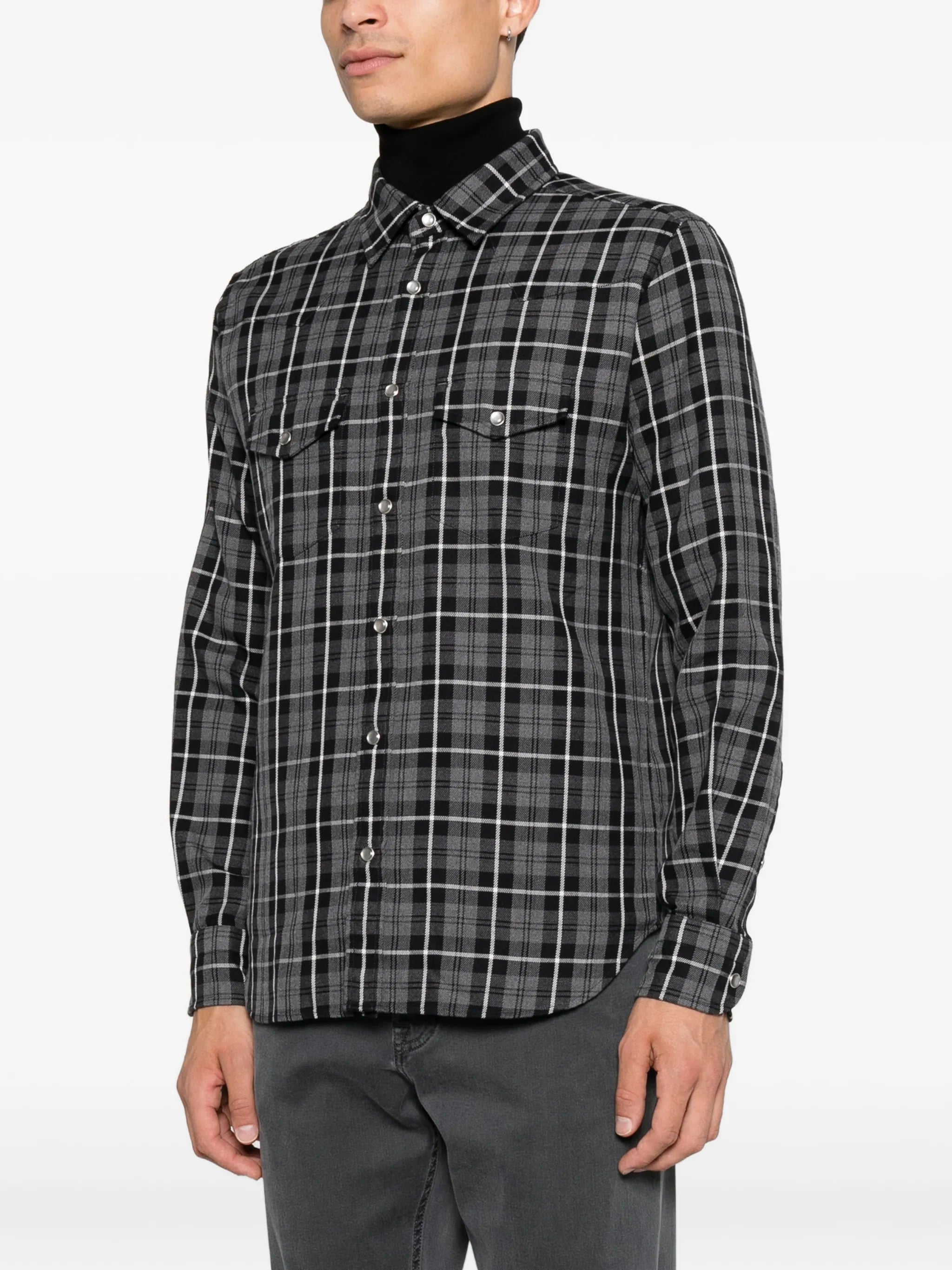check-pattern button-down shirt