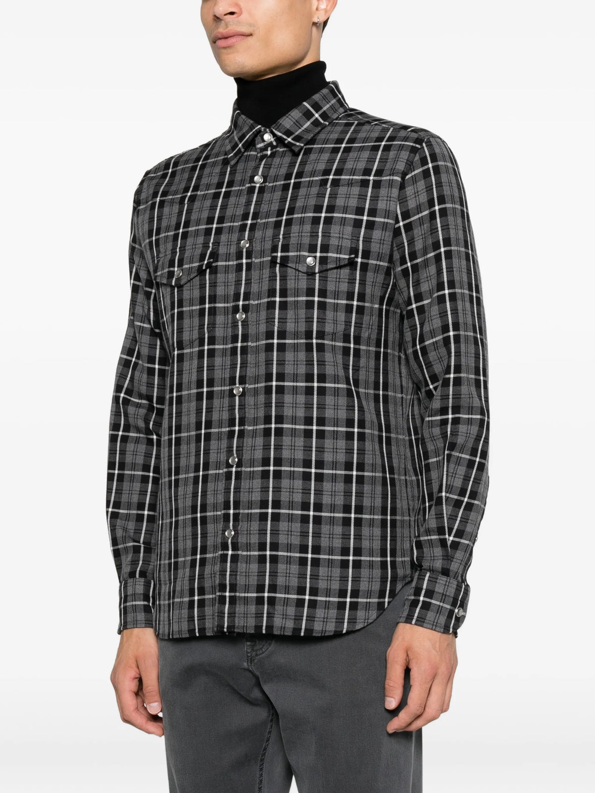 check-pattern button-down shirt