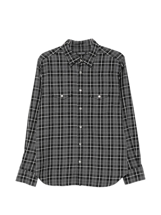 check-pattern button-down shirt