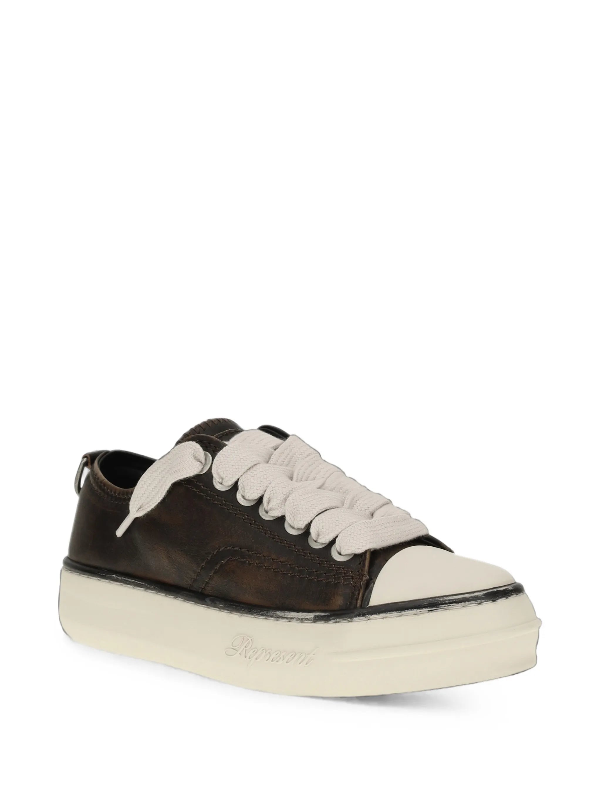 distressed-leather sneakers