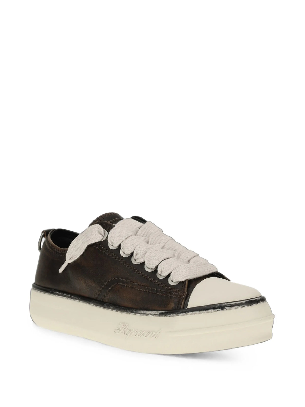 distressed-leather sneakers