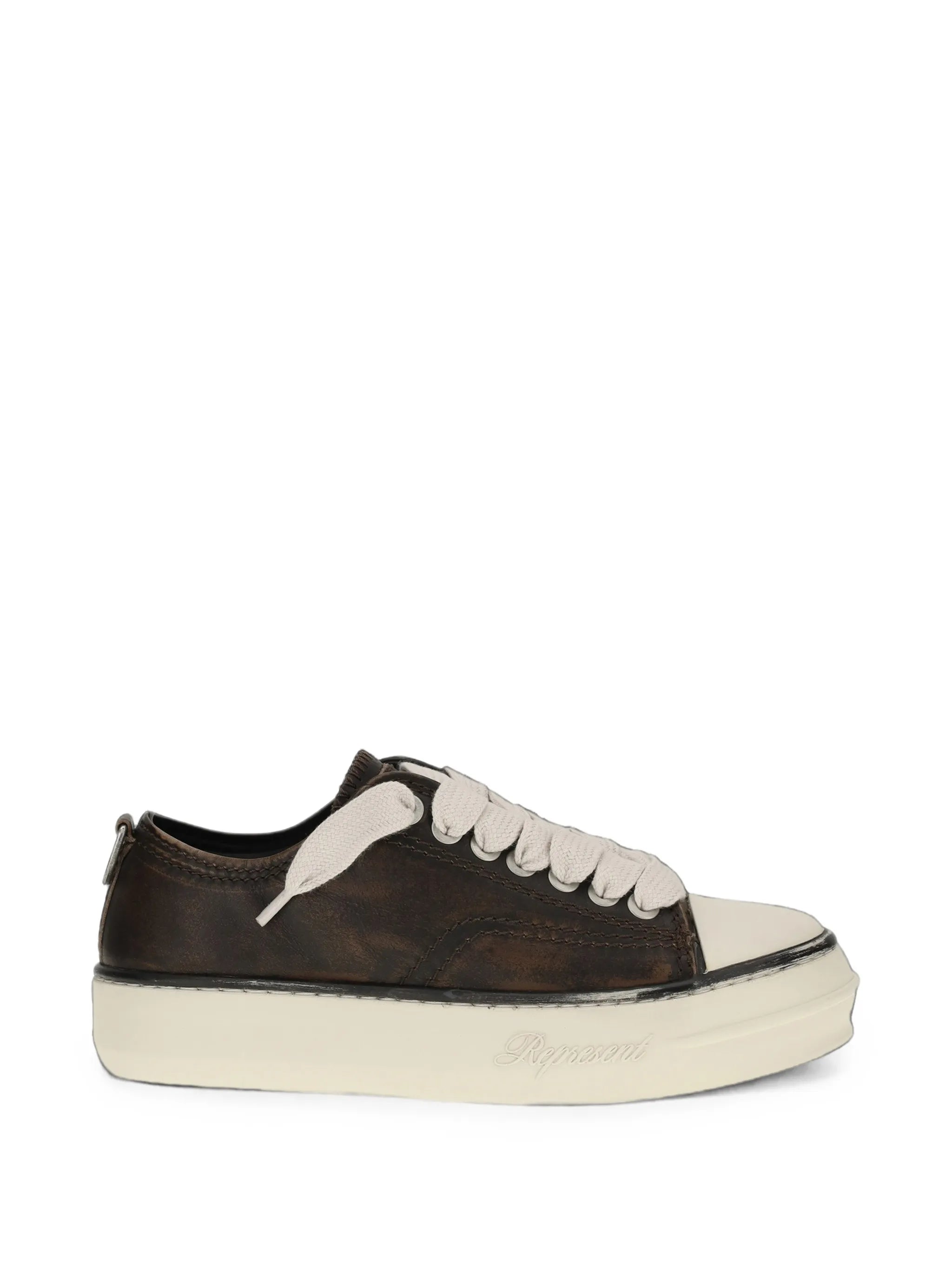 distressed-leather sneakers