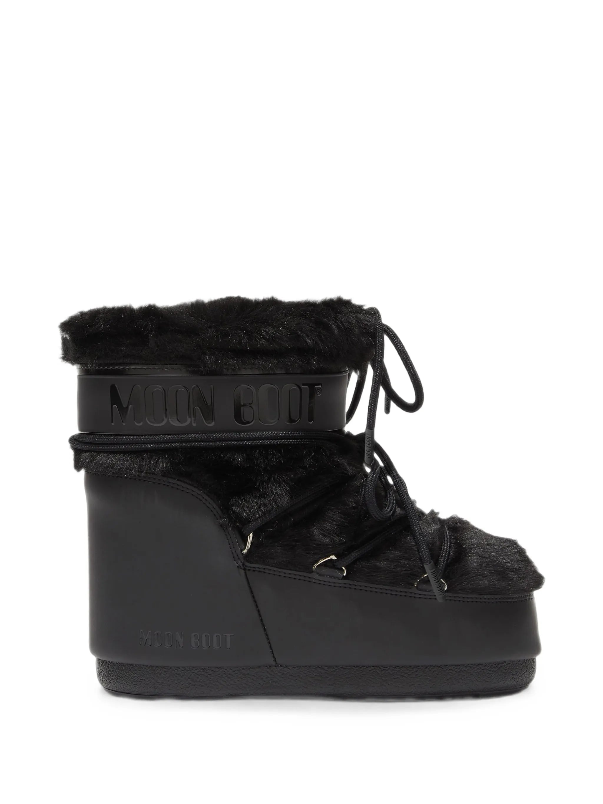 icon low black faux-fur boots