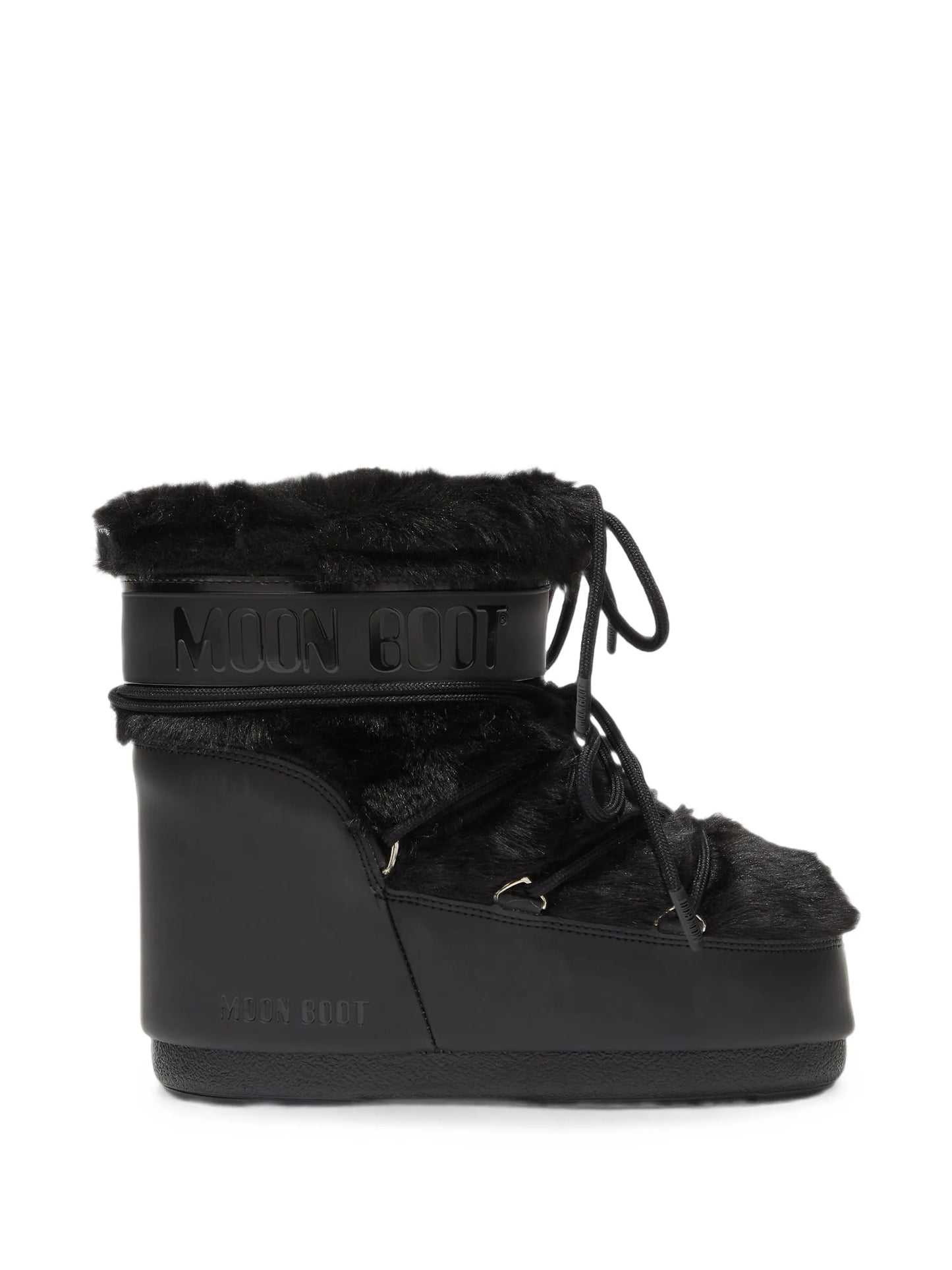 icon low black faux-fur boots