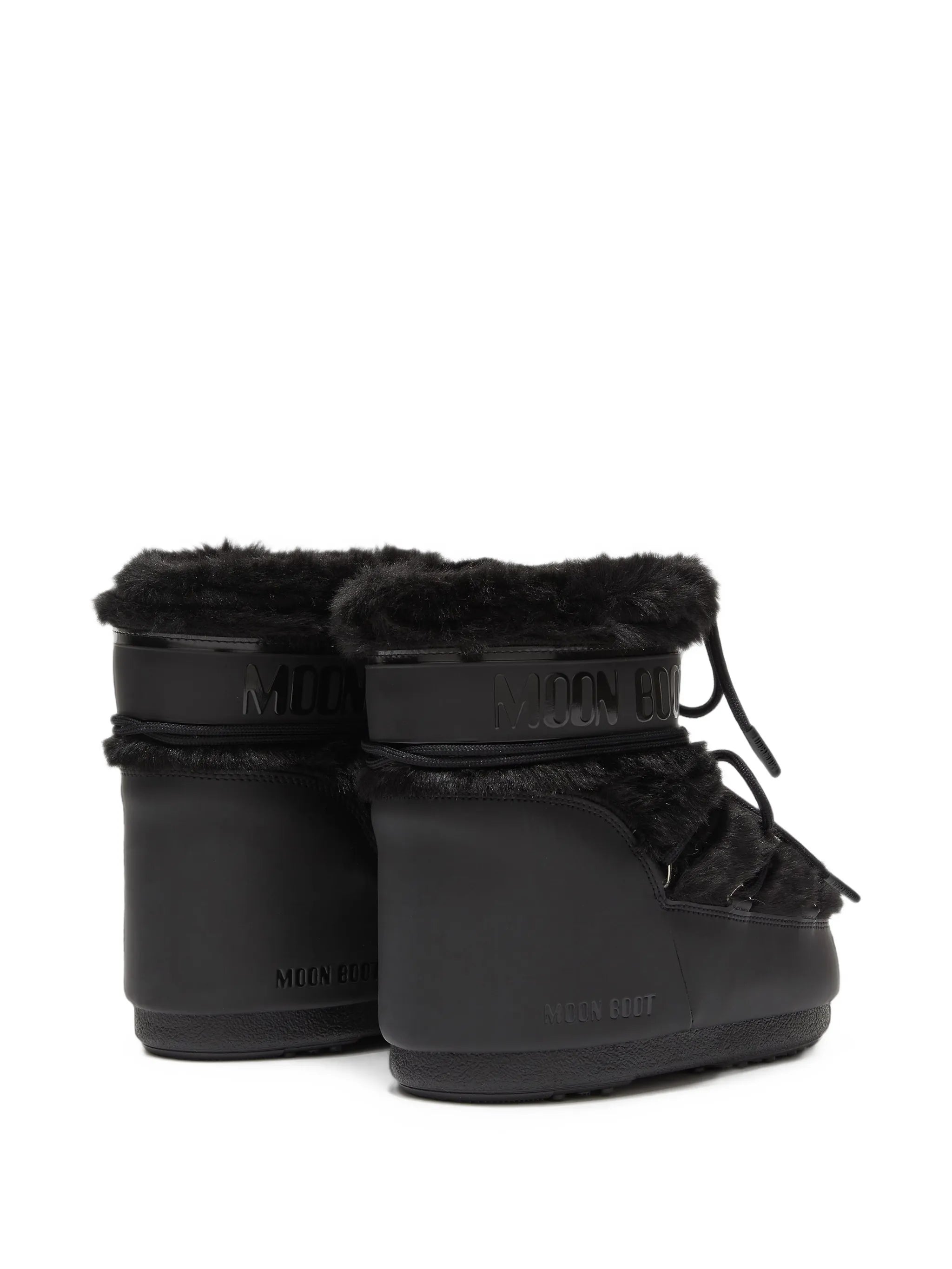 icon low black faux-fur boots