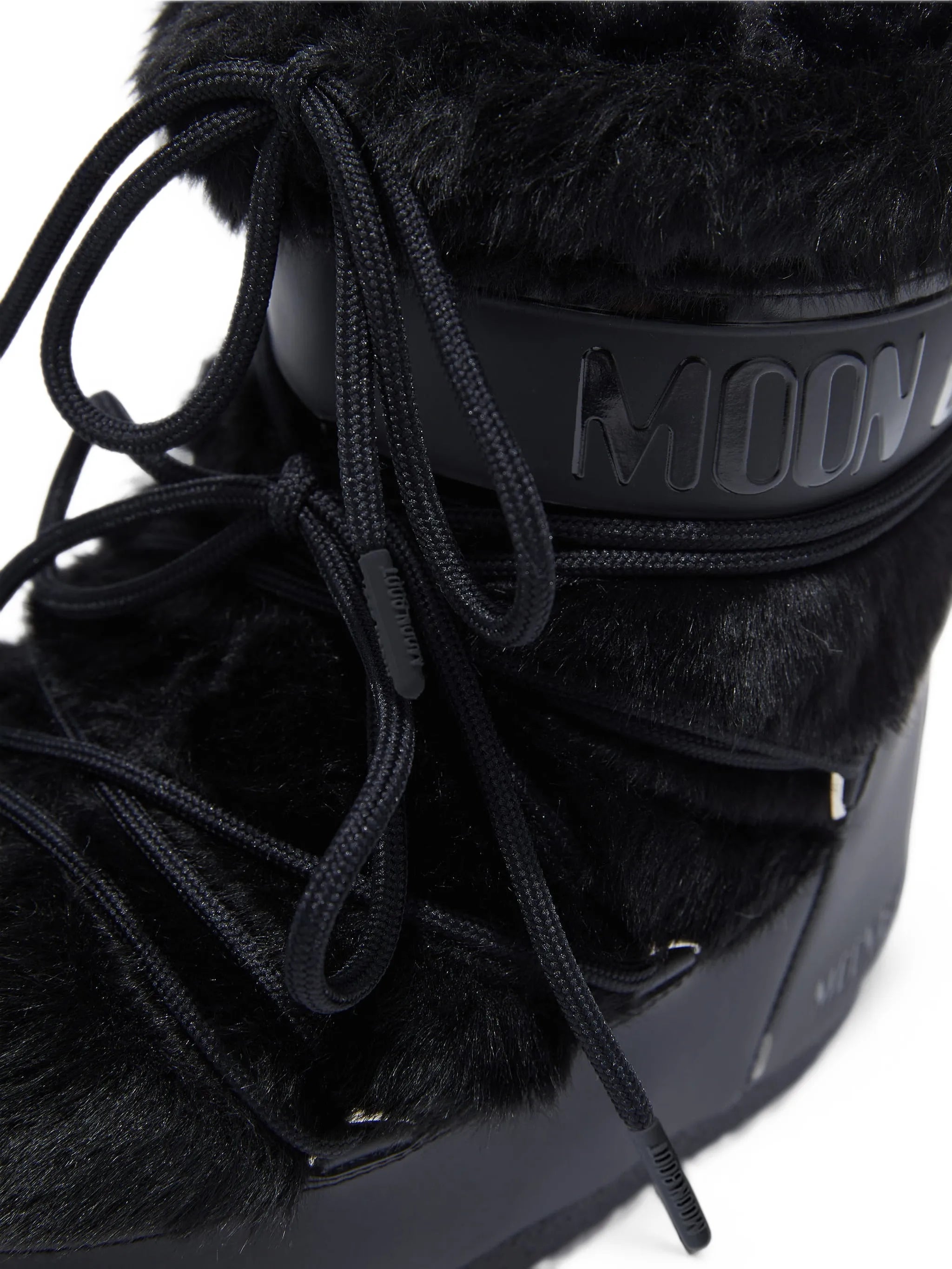 icon low black faux-fur boots