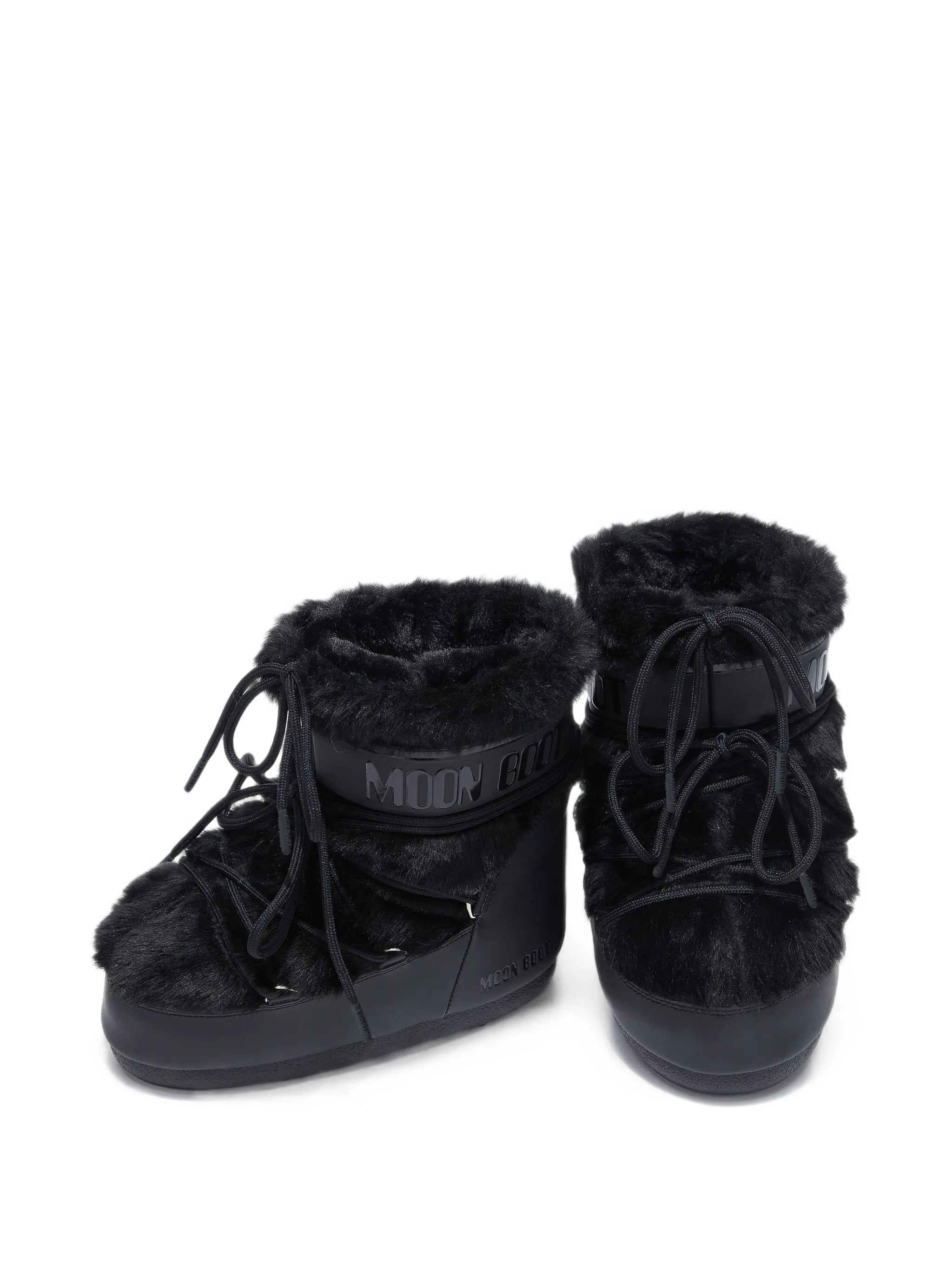 icon low black faux-fur boots