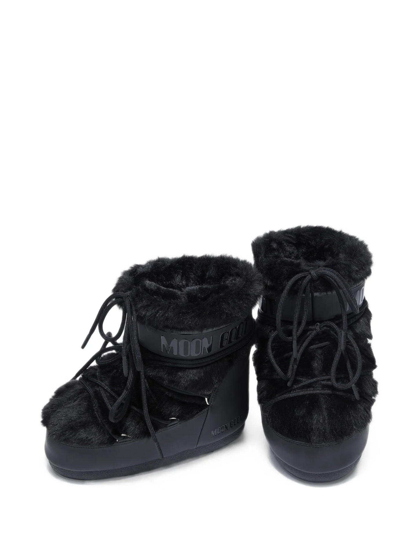 icon low black faux-fur boots