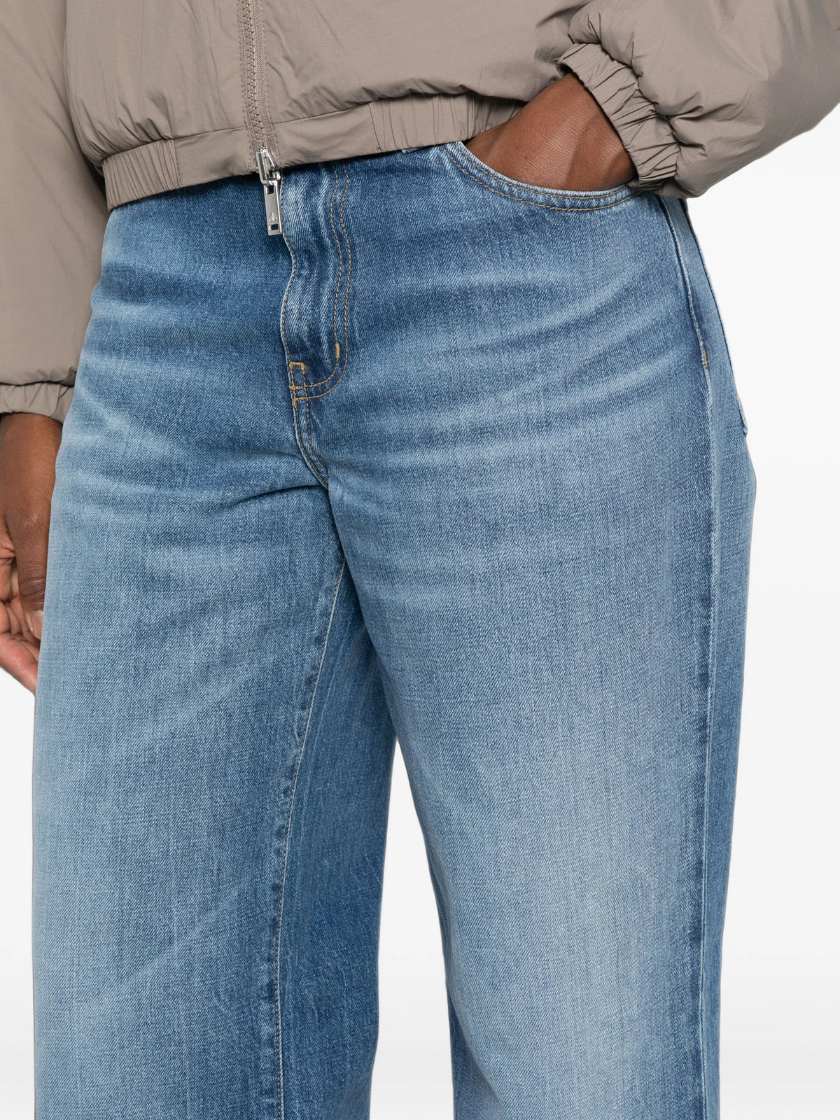 faded straight-leg jeans
