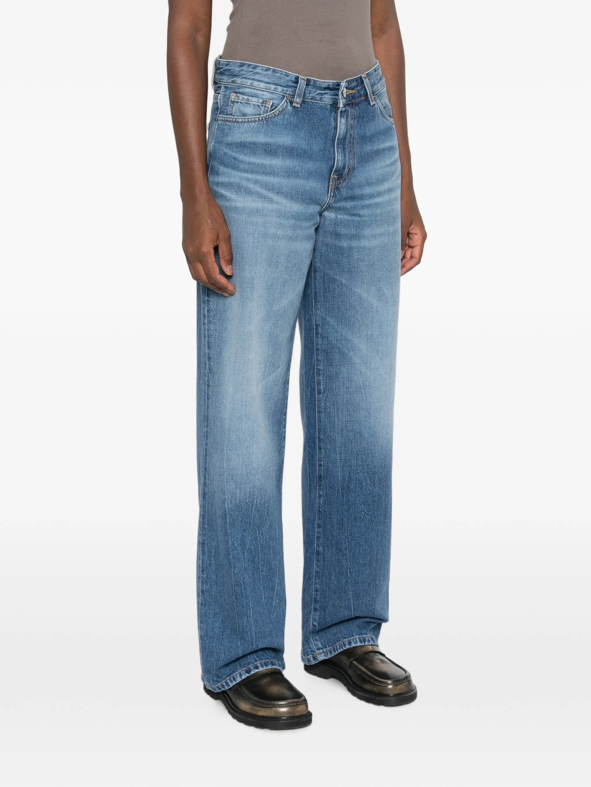 faded straight-leg jeans