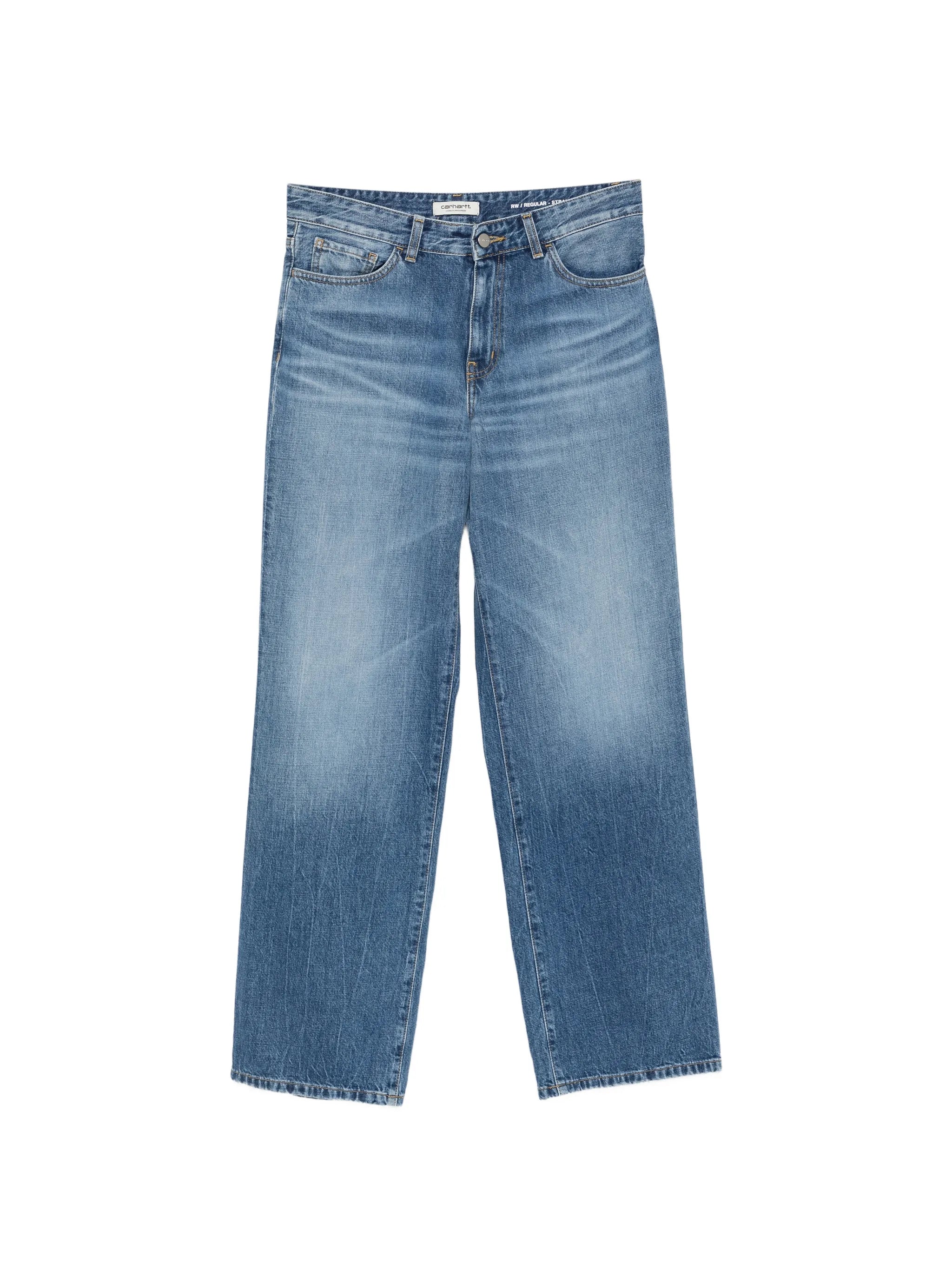 faded straight-leg jeans